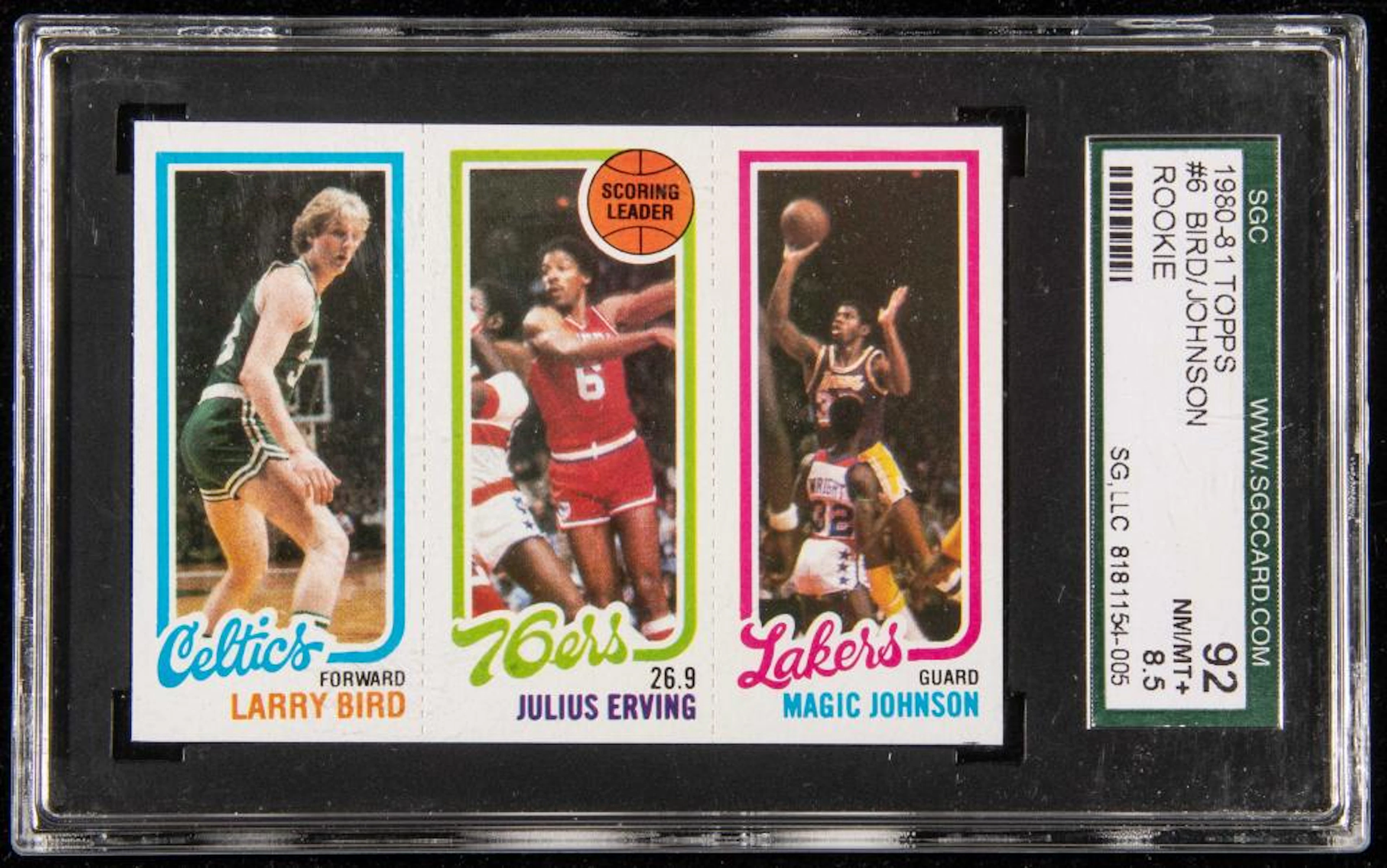 1980 Topps Larry Bird & Magic Johnson RC (SGC 8.5 NM/MT+).
