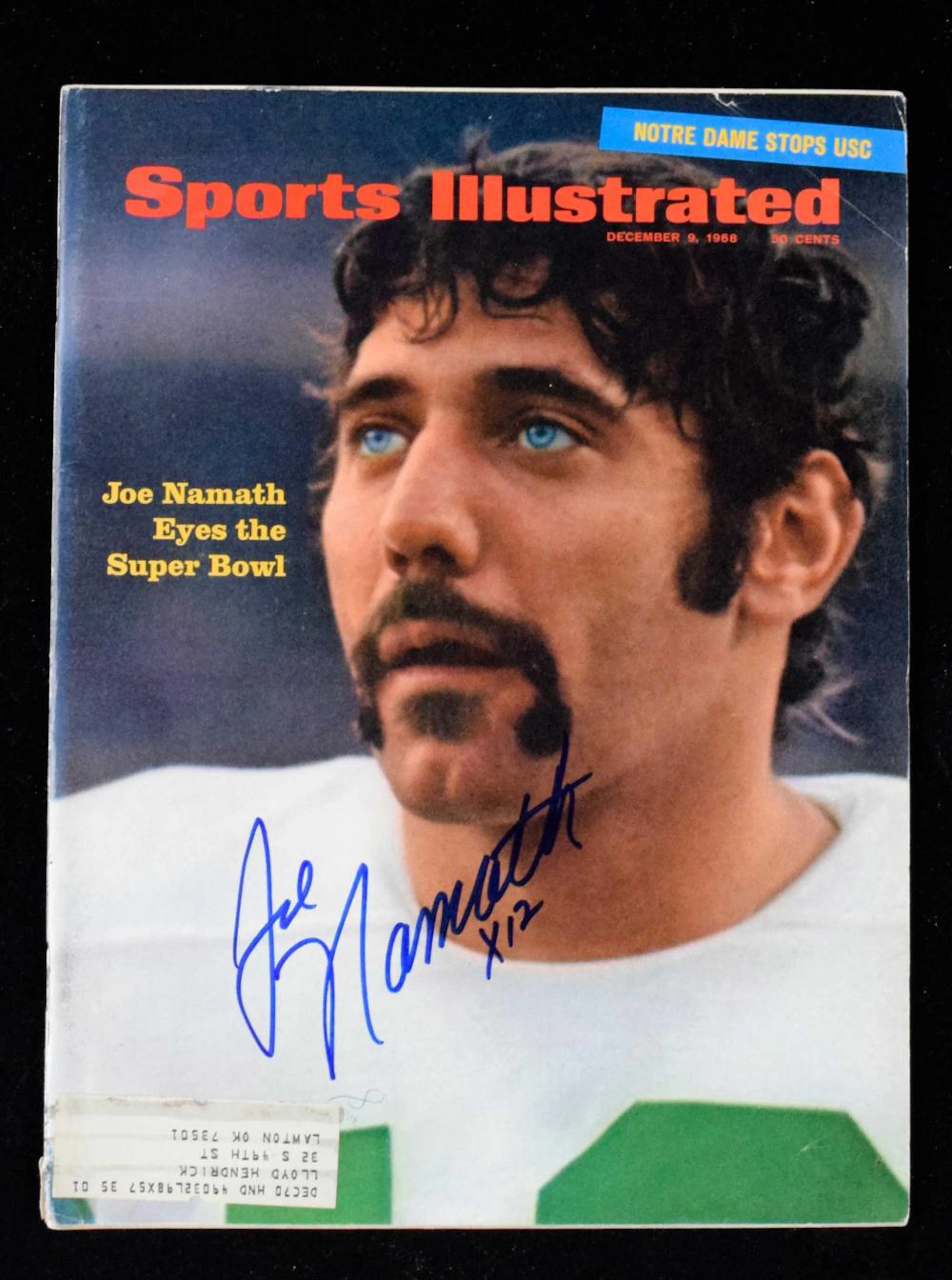 1968 Joe Namath autographed pre-Super Bowl Sports Illustrated magazine.