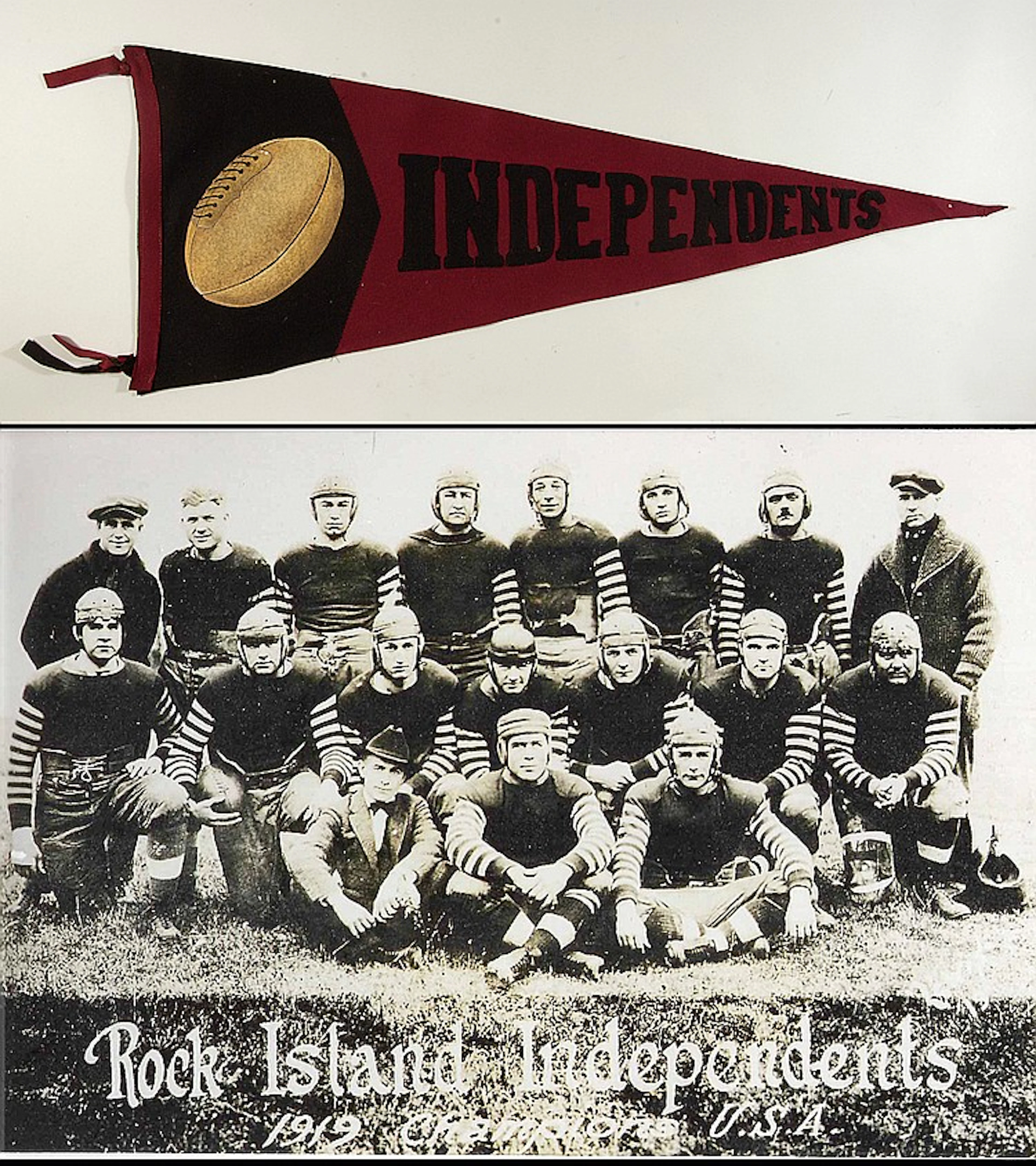 Rare Rock Island "Independents" football souvenir pennant c 1910-20