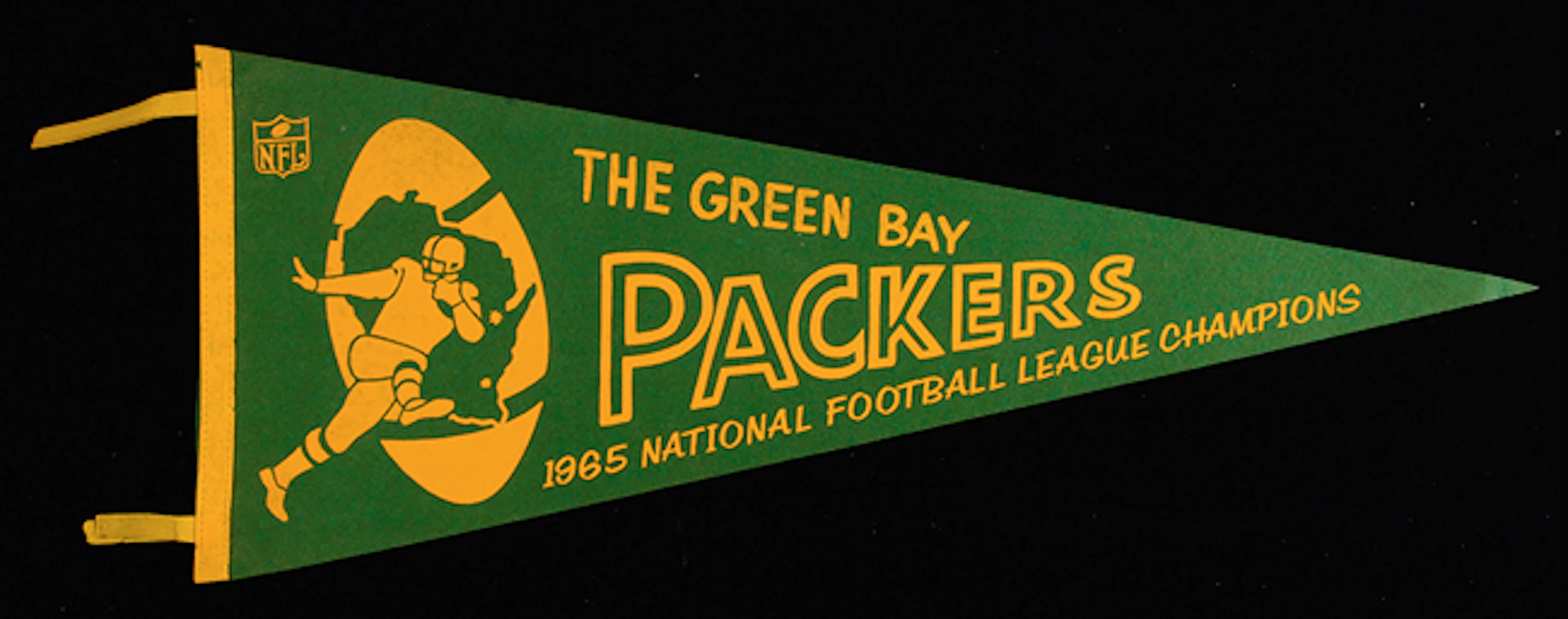 Rare 1965 Green Bay Packers NFL Champions souvenir pennant.