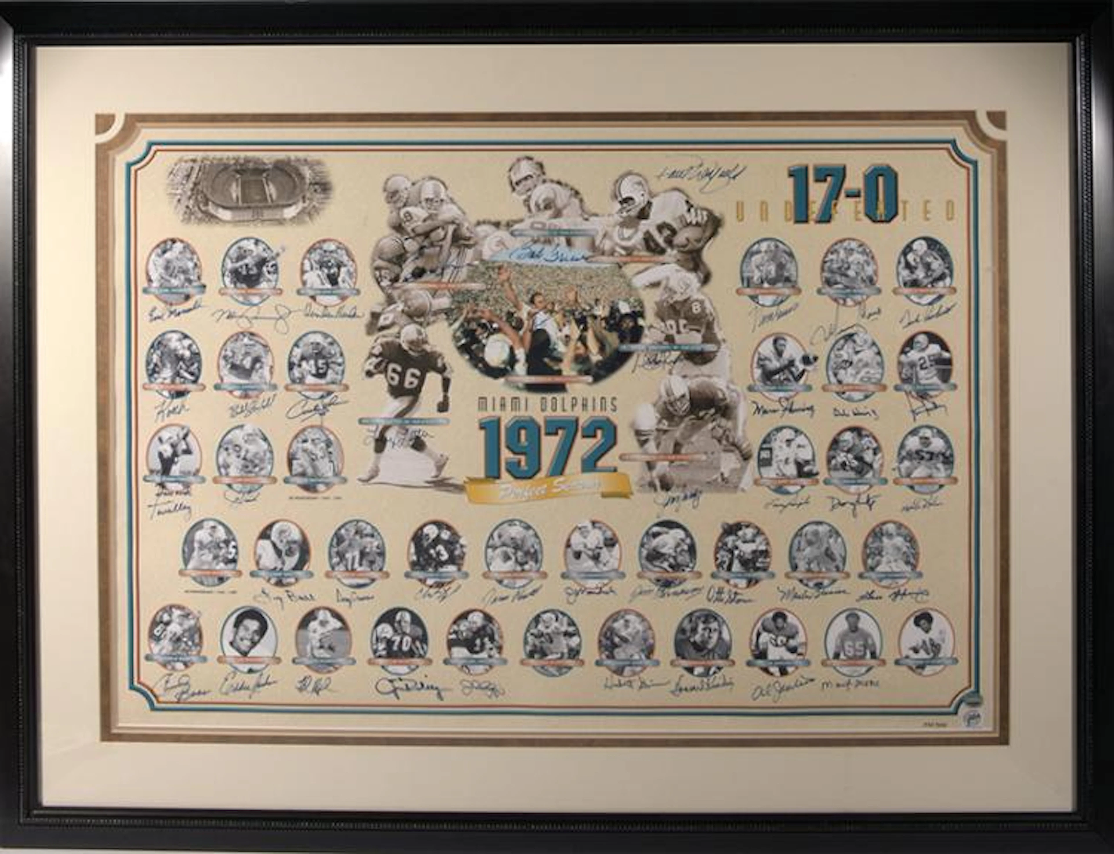 1972 Miami Dolphins "Perfect Season" team signed limited edition print.