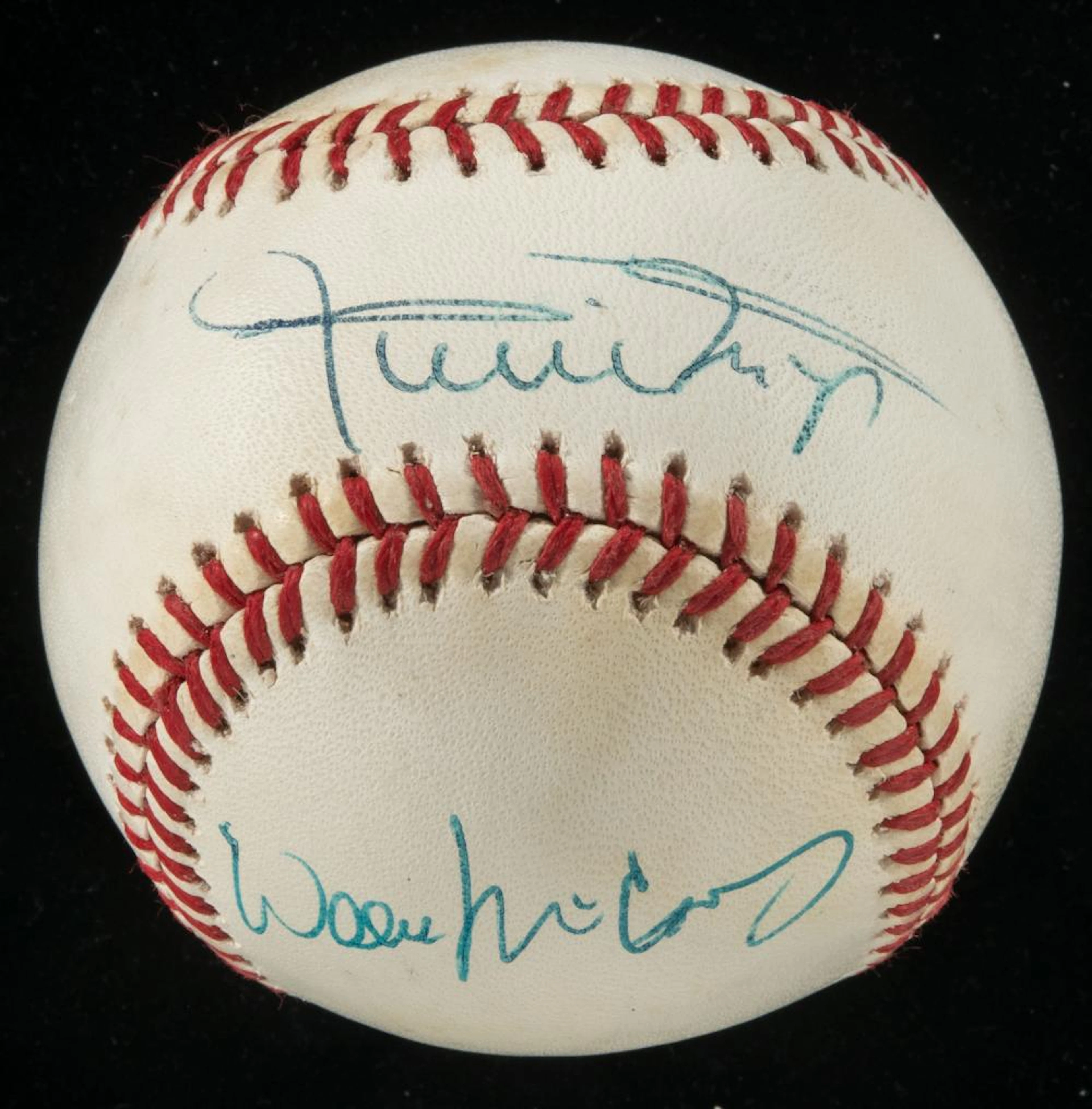 Rare Willie Mays and Willie McCovey autographed baseball.