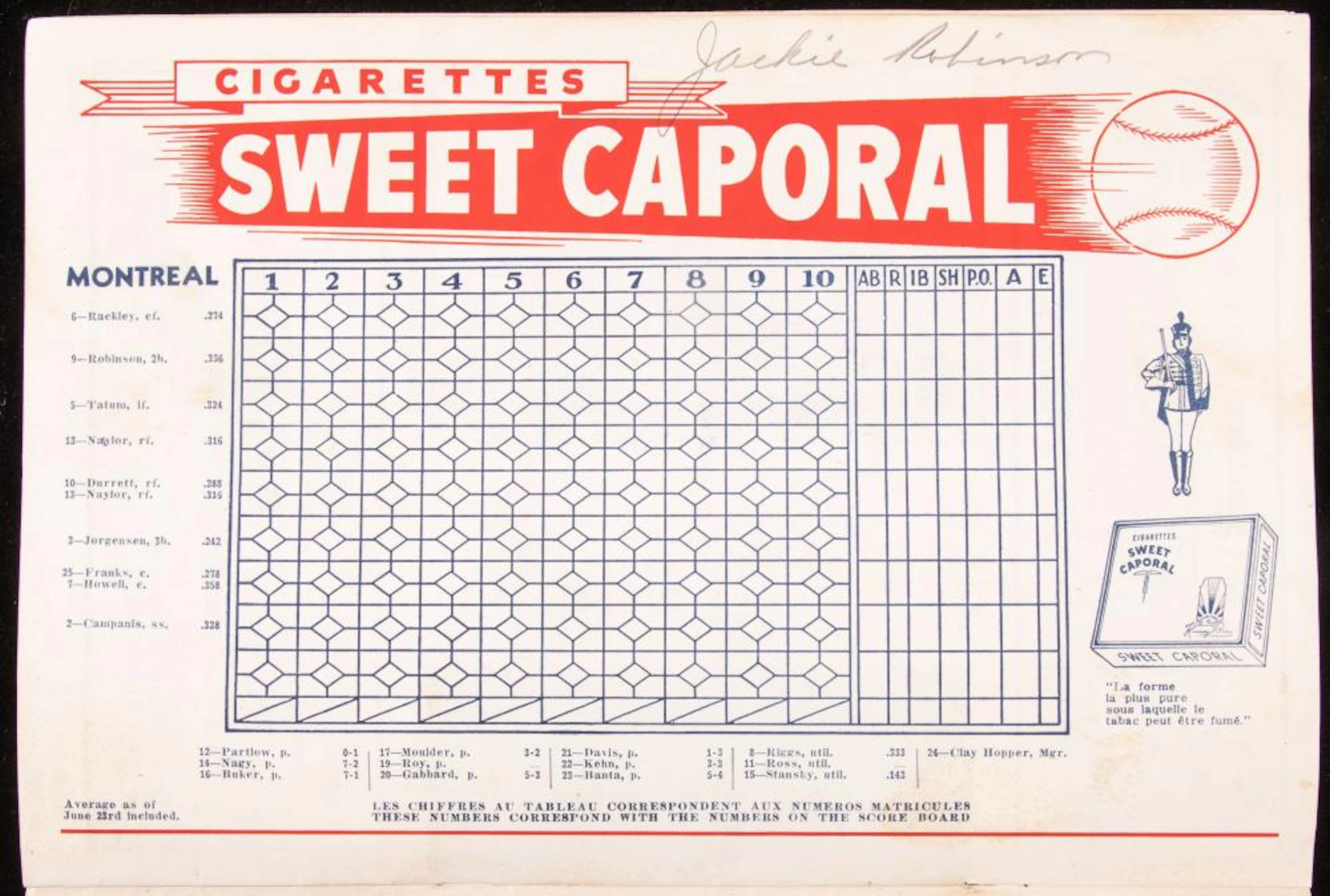 1946 Jackie Robinson autographed Montreal Royals souvenir program.