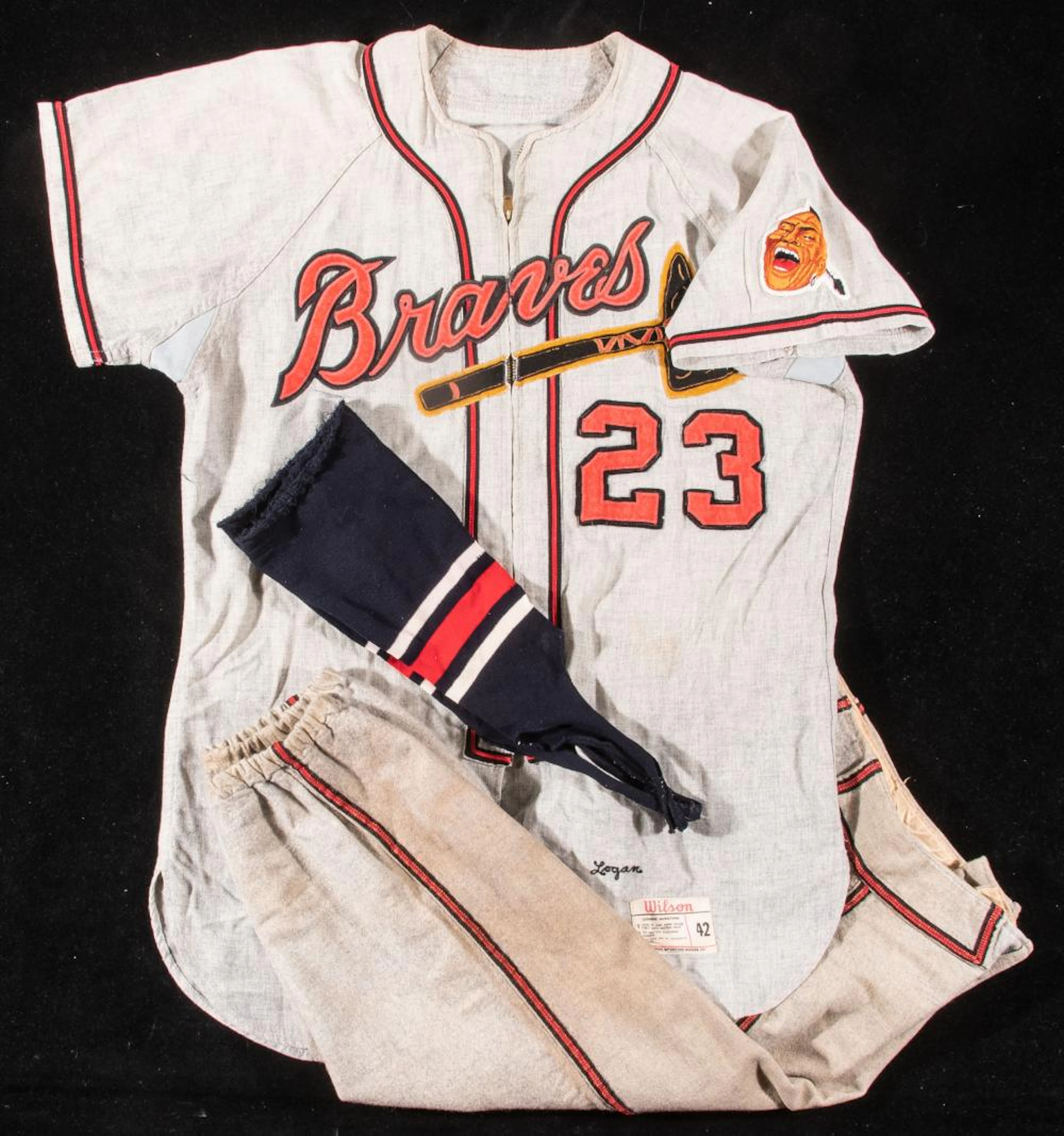 Johnny Logan Milwaukee Braves professional model road...