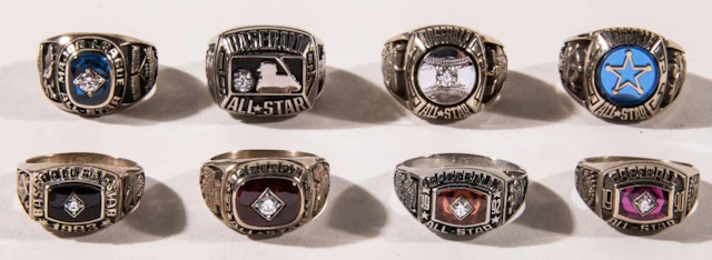 Collection of (8) 1989-1997 Baseball All-Star Game presentational rings.
