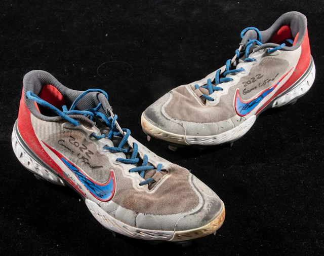 Kyle Schwarber autographed 2022 game worn cleats: NLCS...