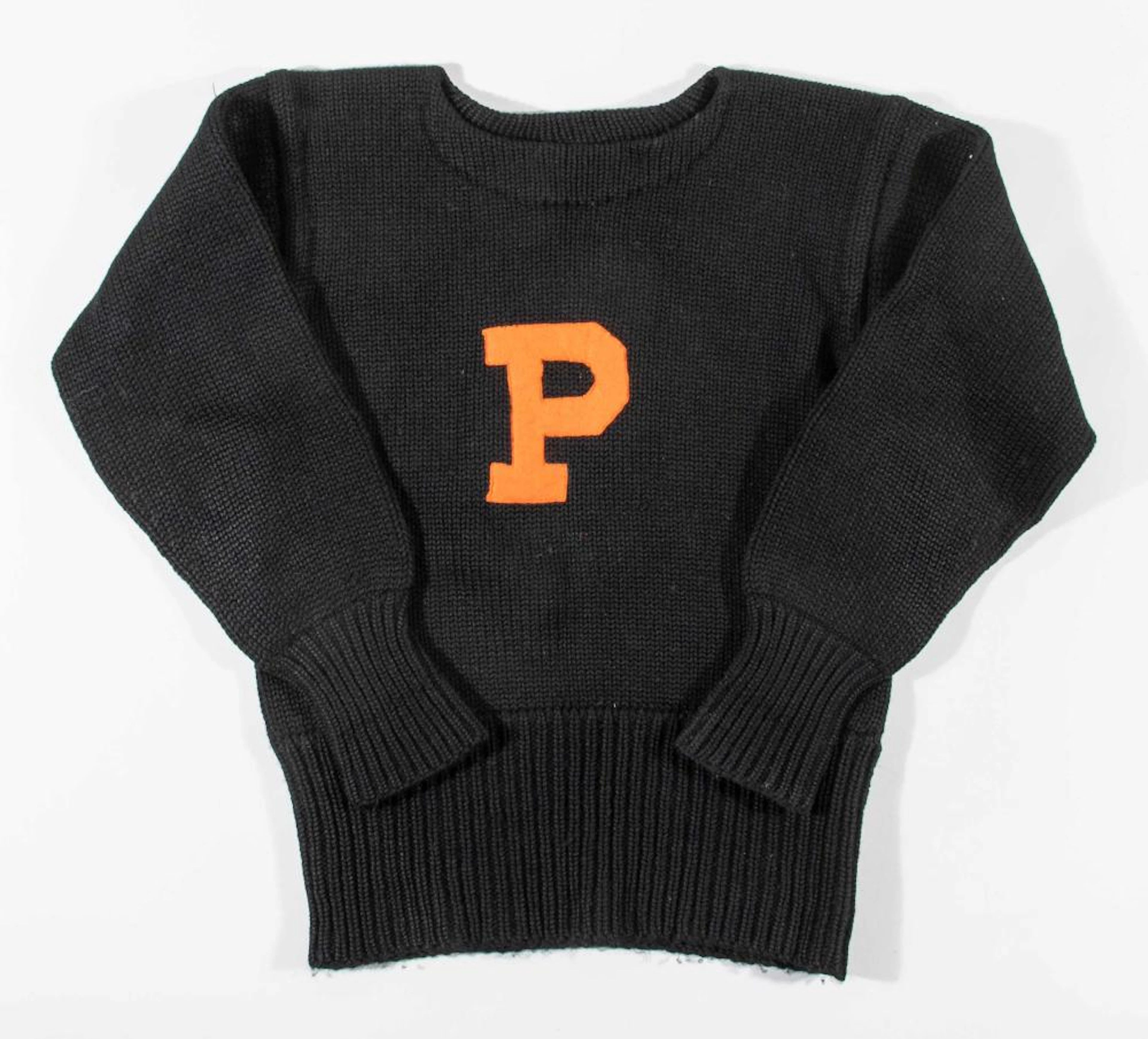 Vintage letterman's sweater with attribution to Princeton University c.1910-20.