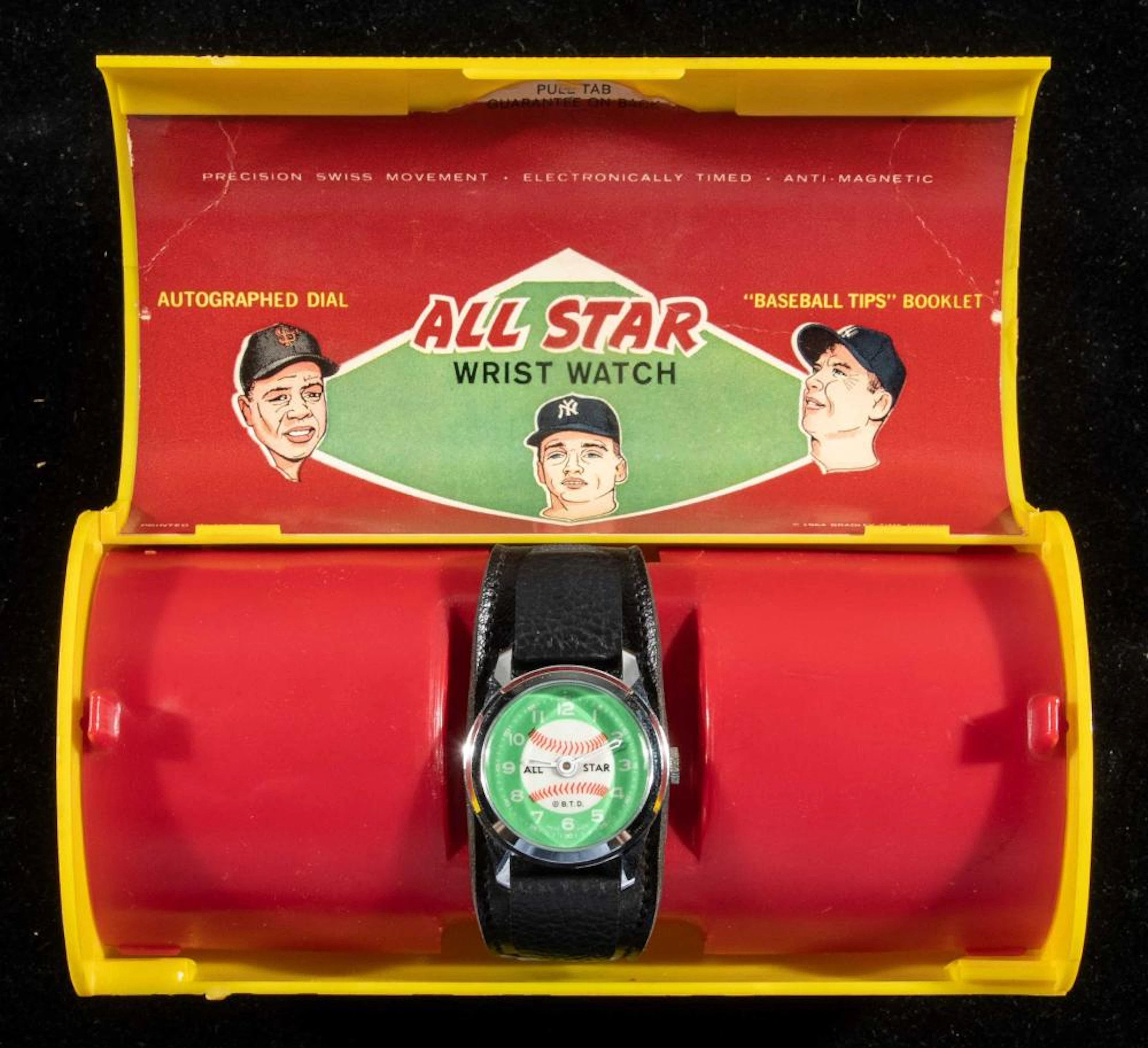 "All Star Wrist Watch" in Mantle/Mays/Maris pictorial package c.1960