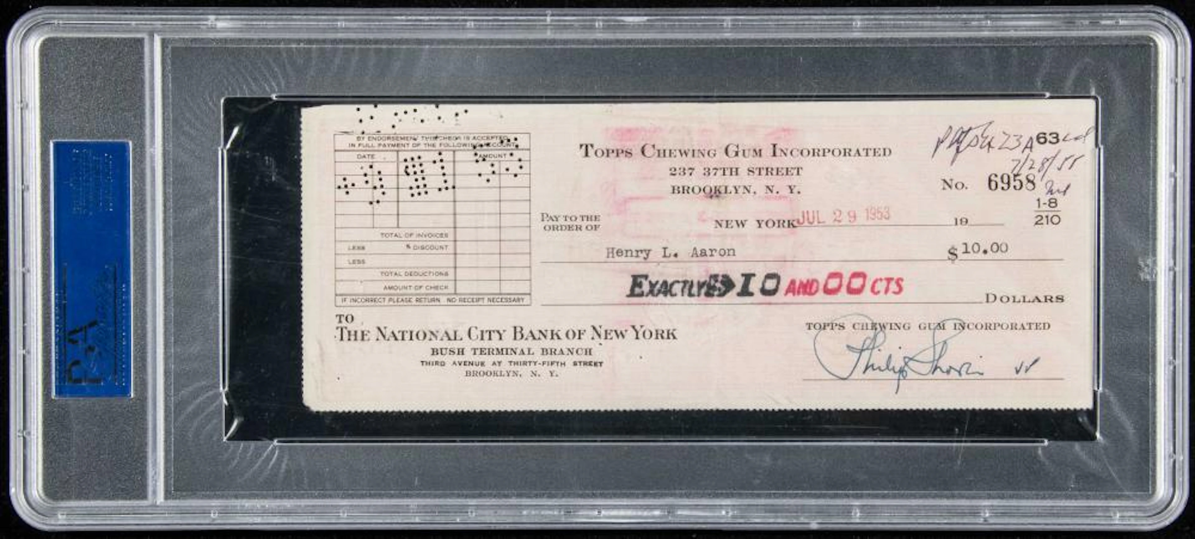 Significant 1953 Hank Aaron autographed/endorsed Topps...