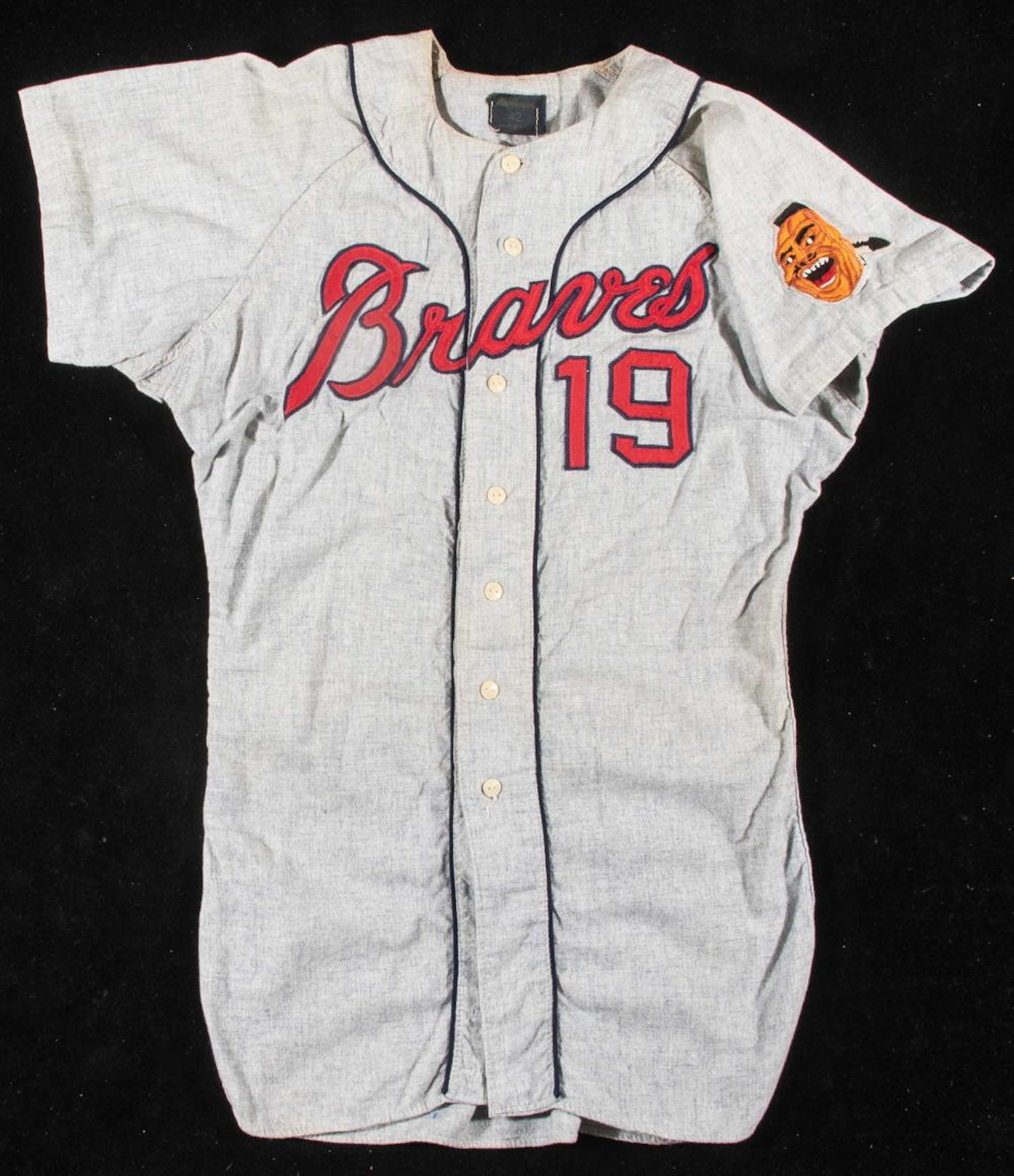 1967 Denis Menke Atlanta Braves professional model road jersey.