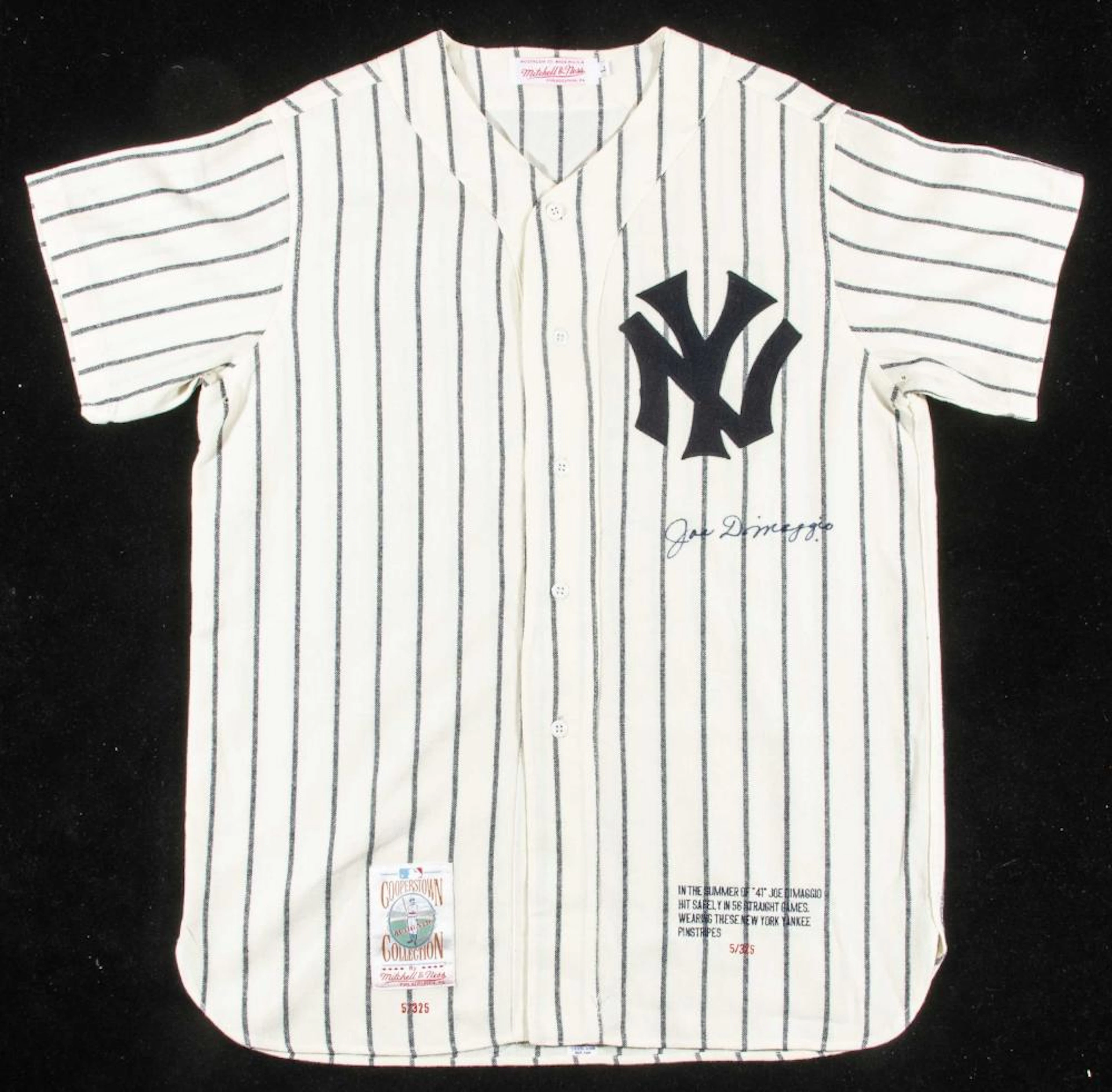 Joe DiMaggio autographed limited edition New York Yankees jersey.
