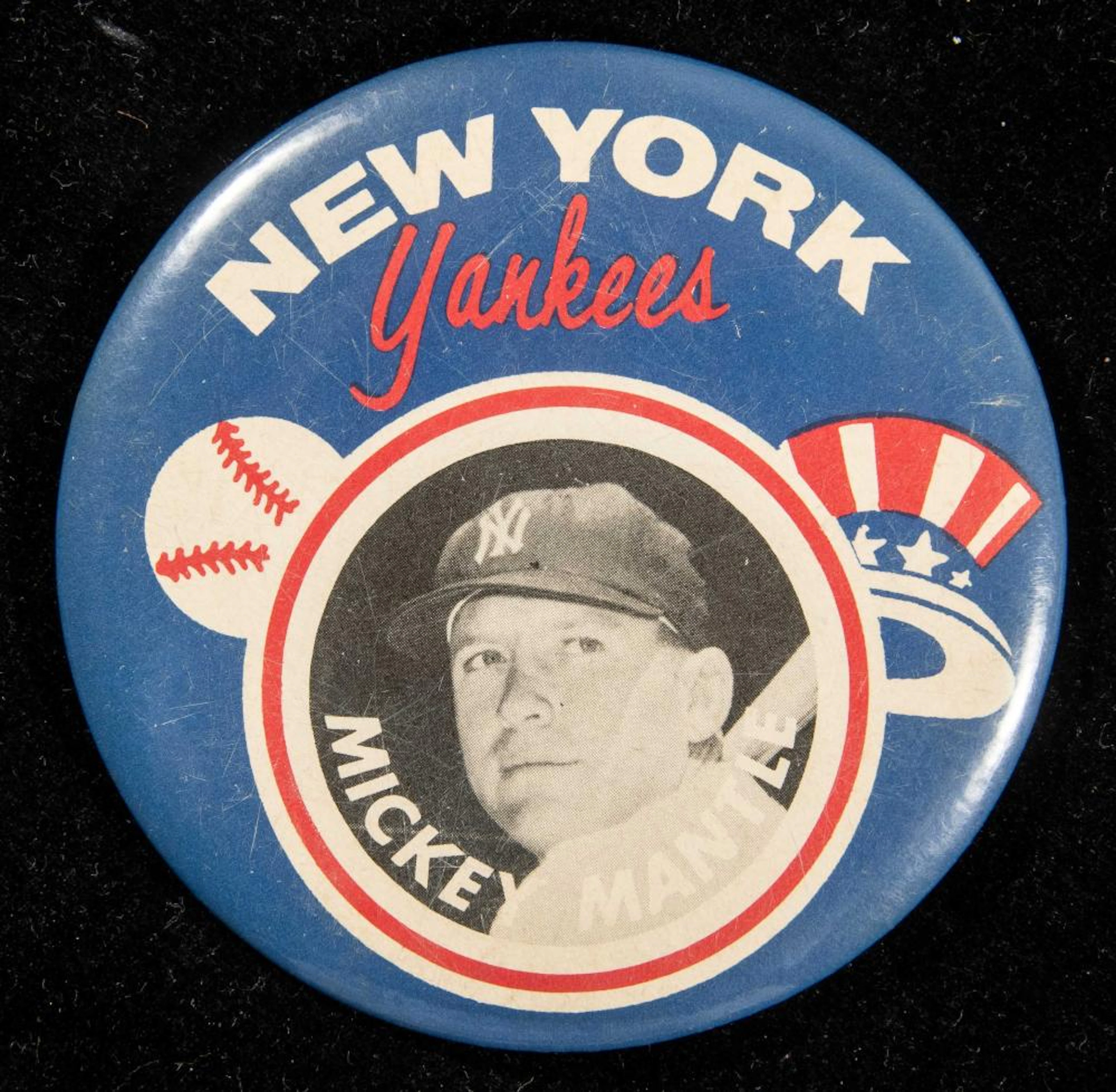 Exceedingly Scarce Mickey Mantle large format pin c.1960s.
