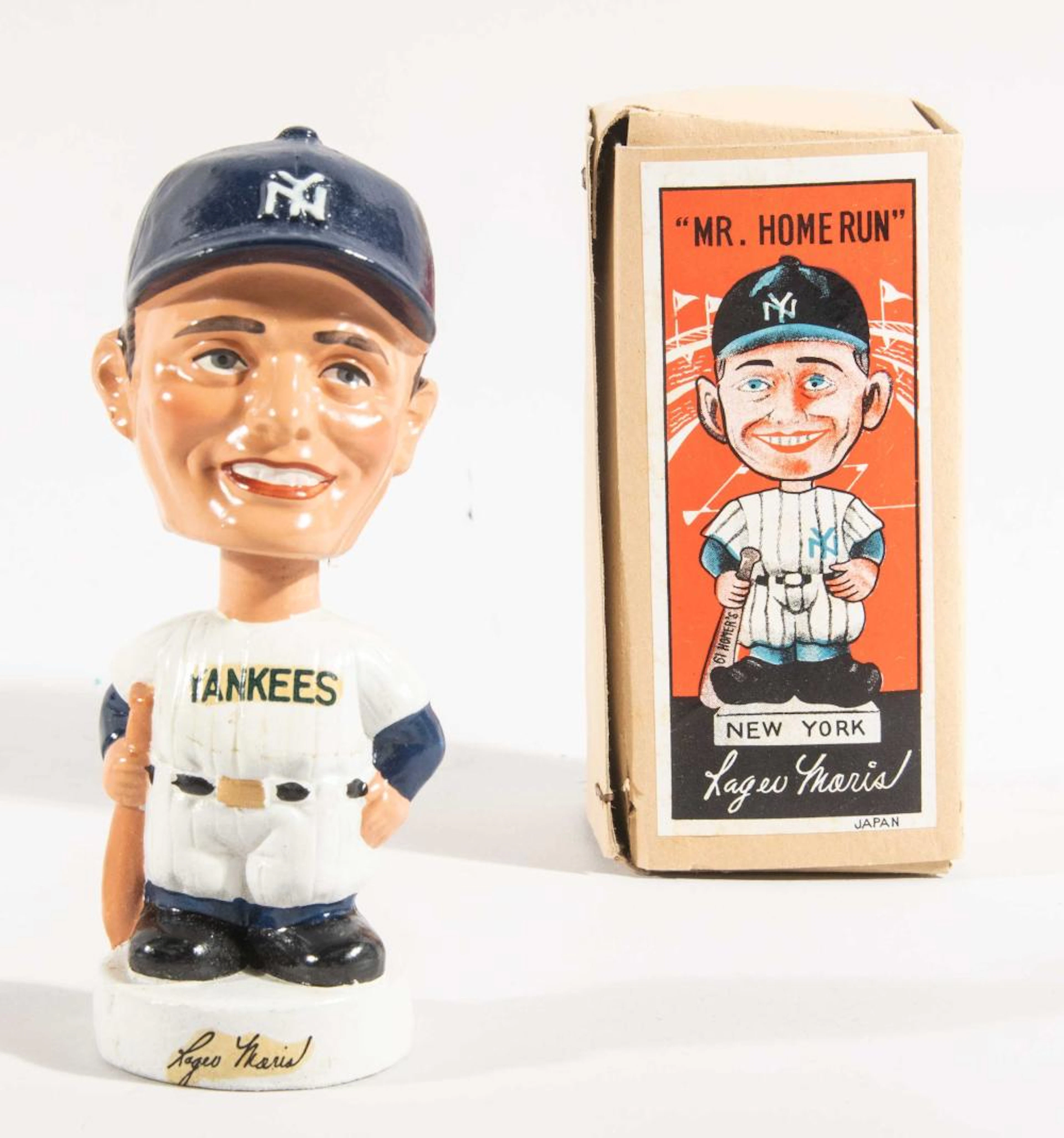 High grade c.1960s Roger Maris mini bobblehead with original box c.1961-62.