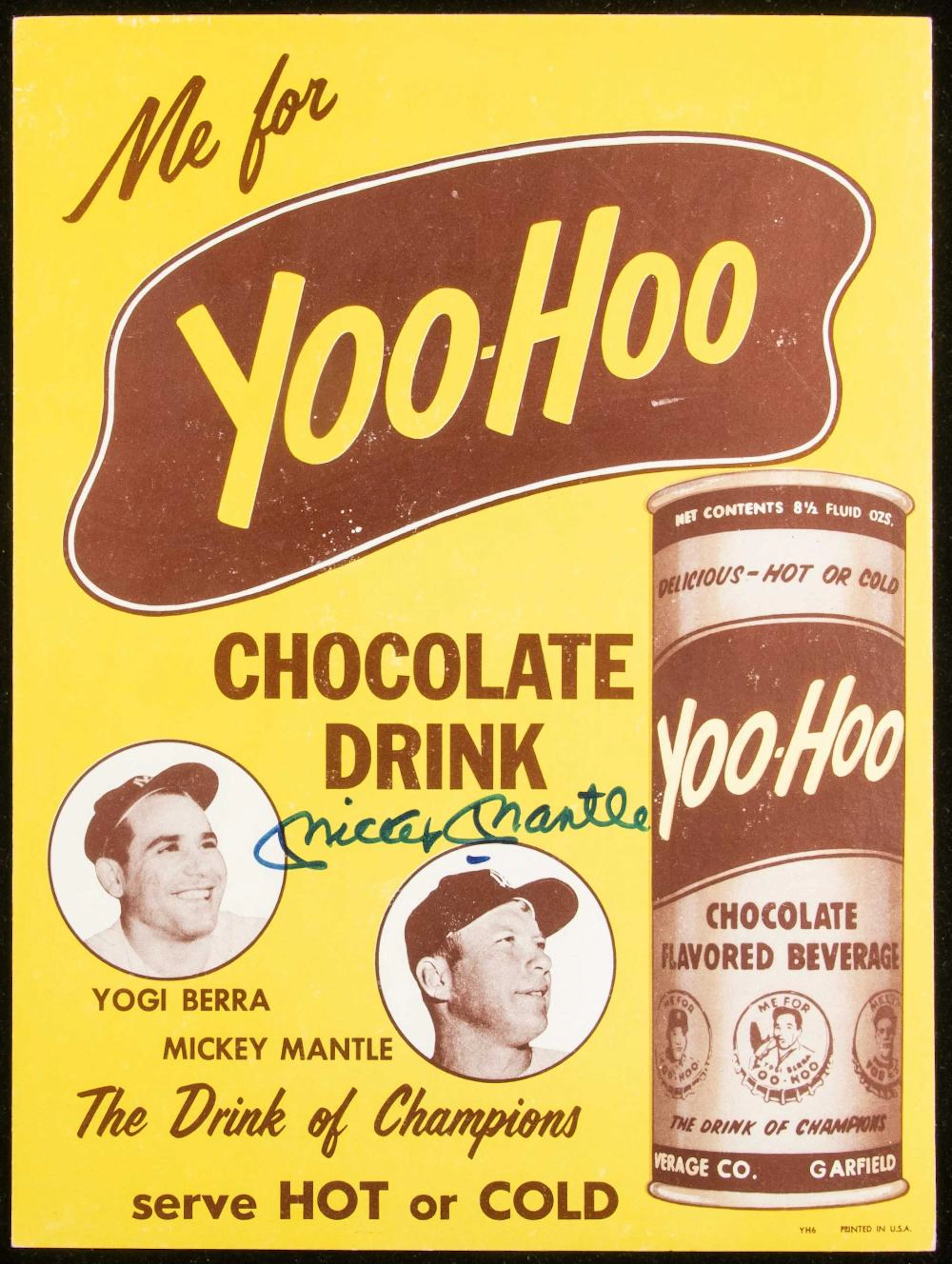 Mickey Mantle autographed Yoo-Hoo advertising display c`.1960 (JSA)