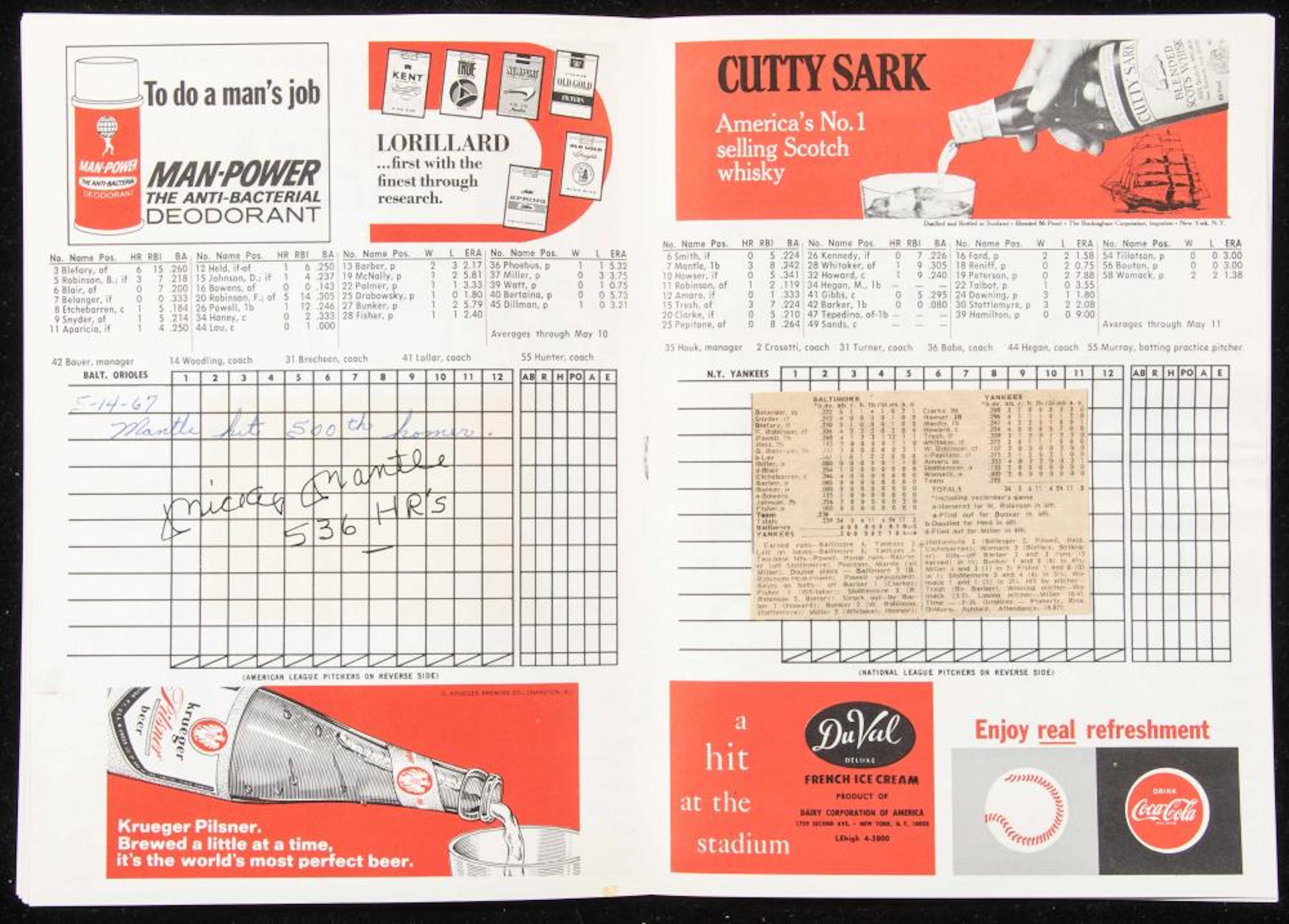 Mickey Mantle autographed (twice) May 14