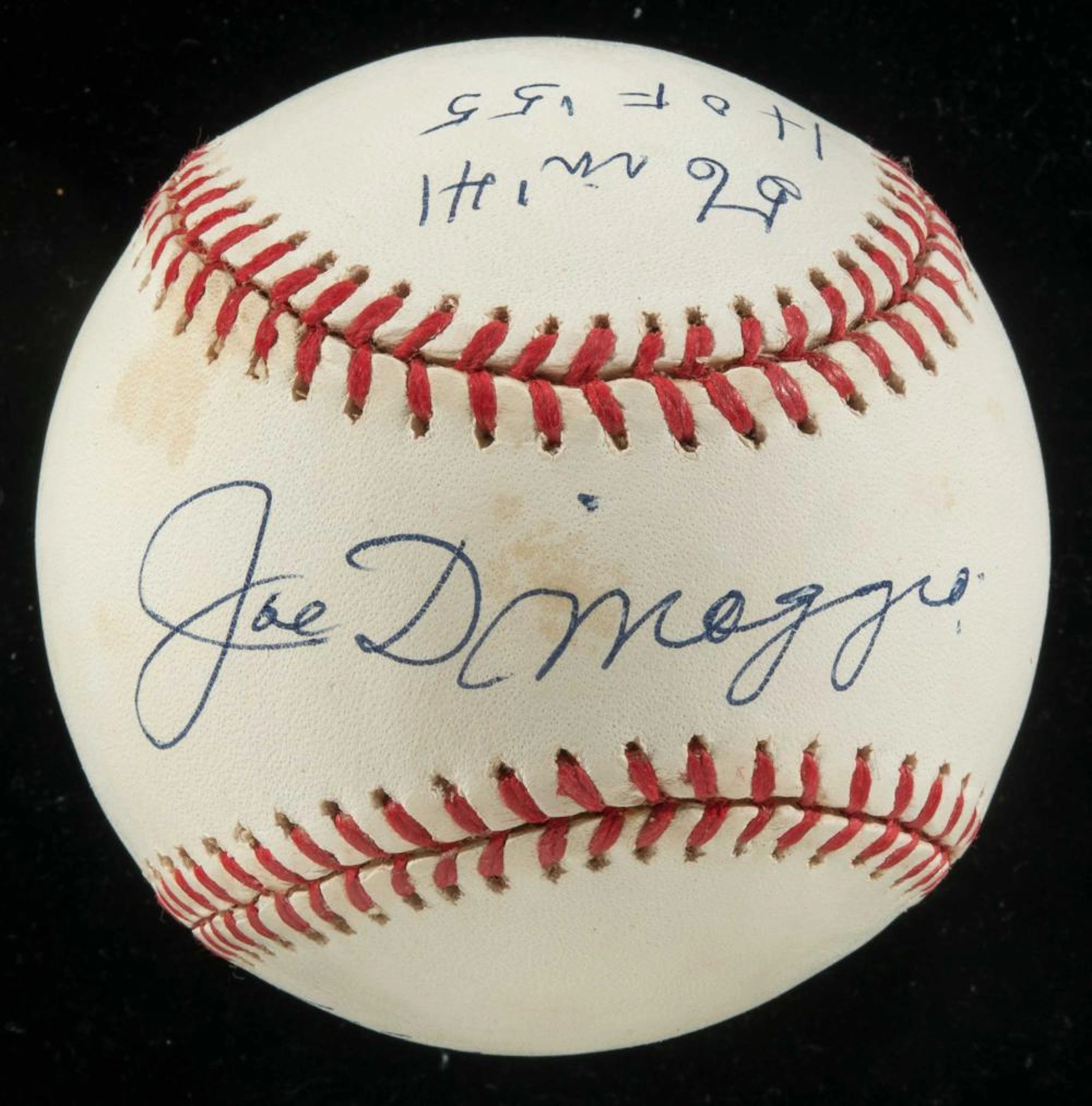 Joe DiMaggio single signed and stat inscribed limited edition baseball.