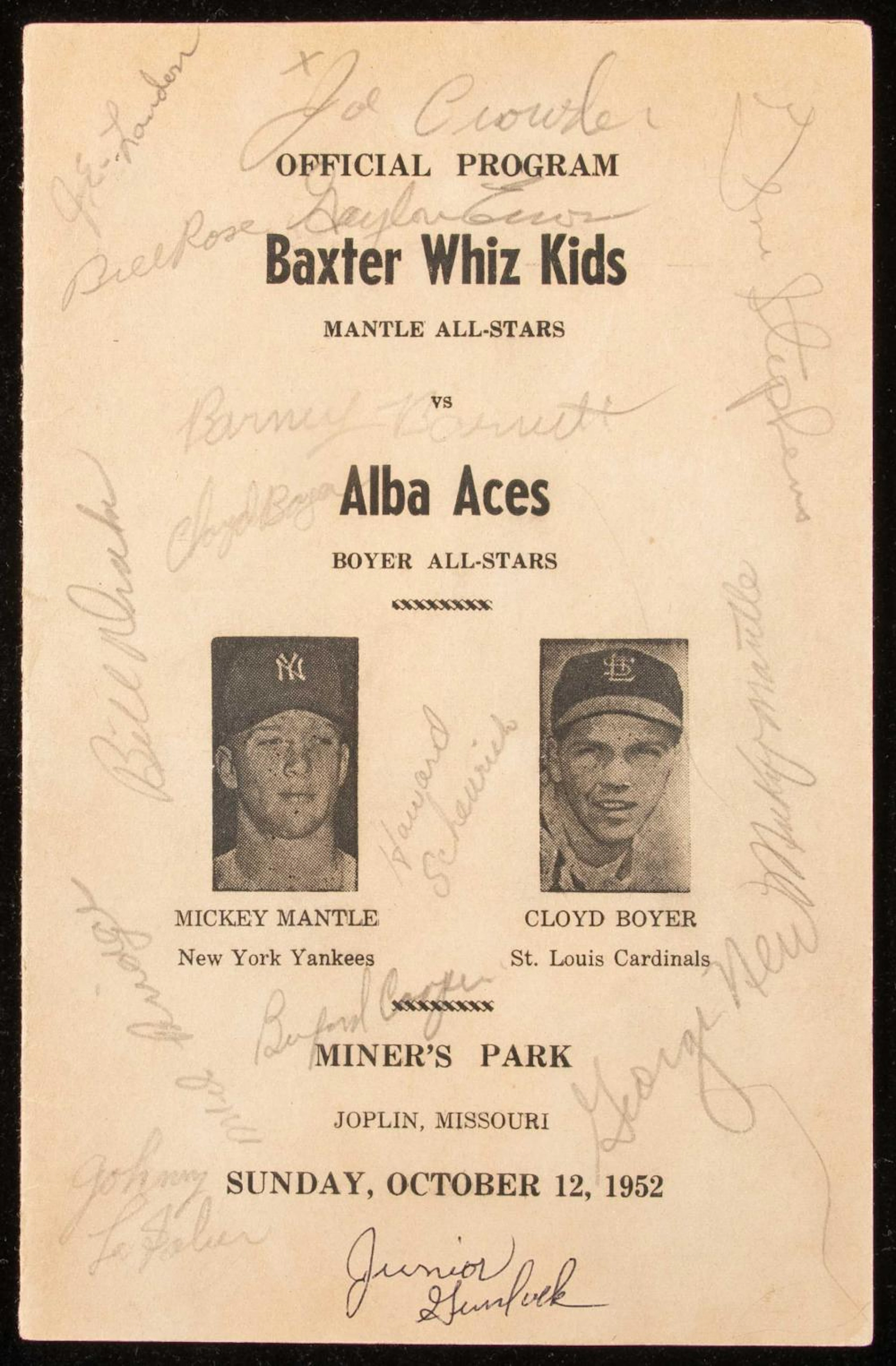 Rare 1952 Mickey Mantle (and others) autographed Mantle vs