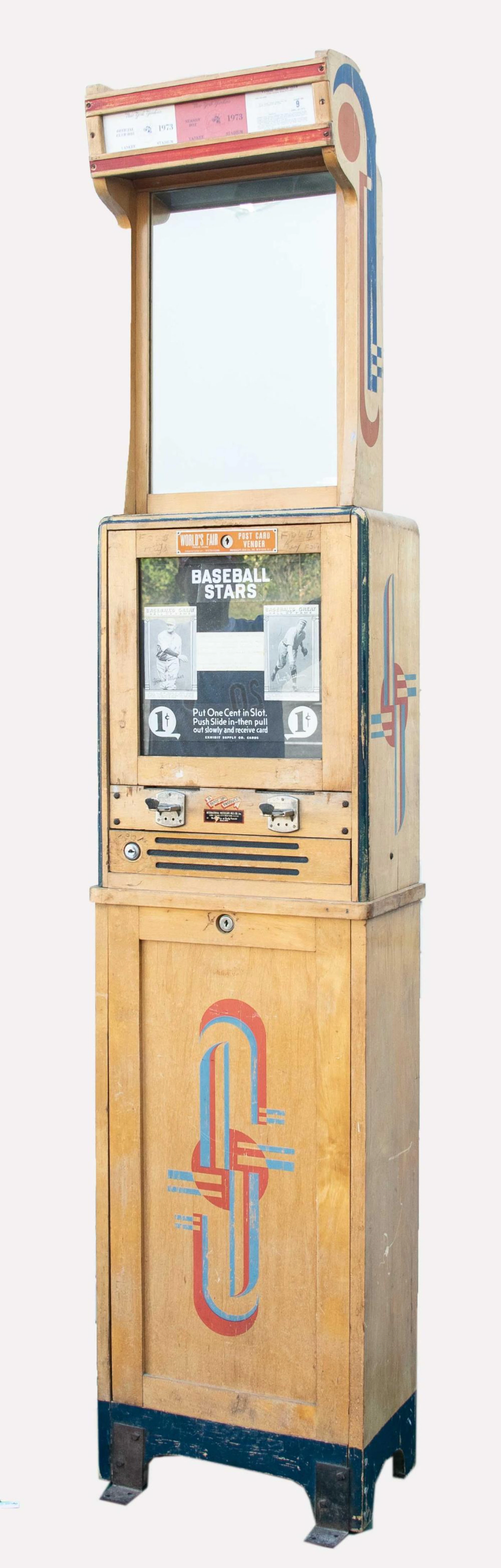 Rare "World's Fair Postcard Vender" free standing vending machine c.1939.