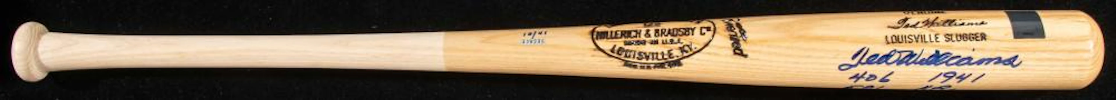 Ted Williams autographed limited edition stat inscribed baseball bat.