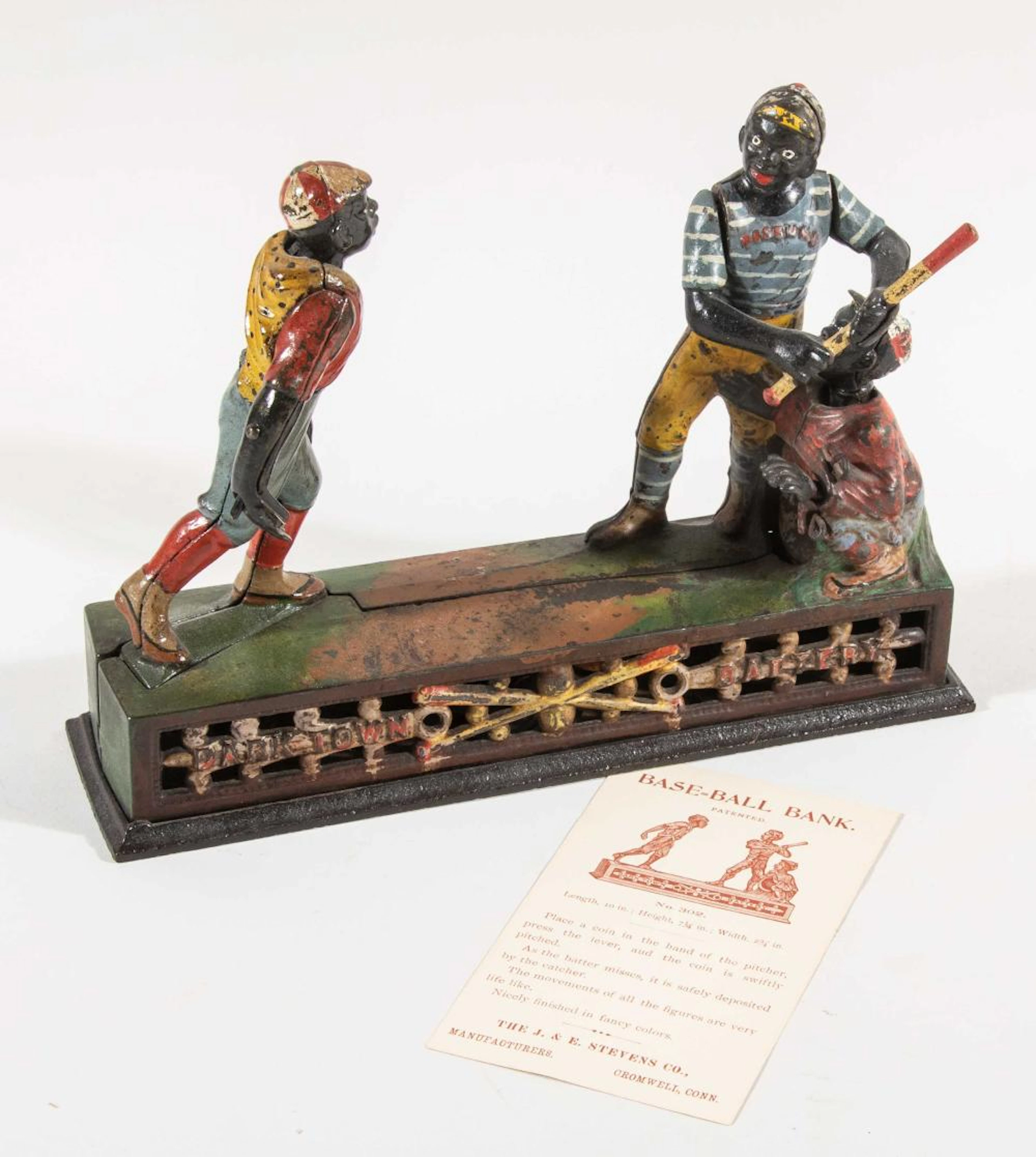 c.1888 "Darktown Battery" mechanical baseball bank with...