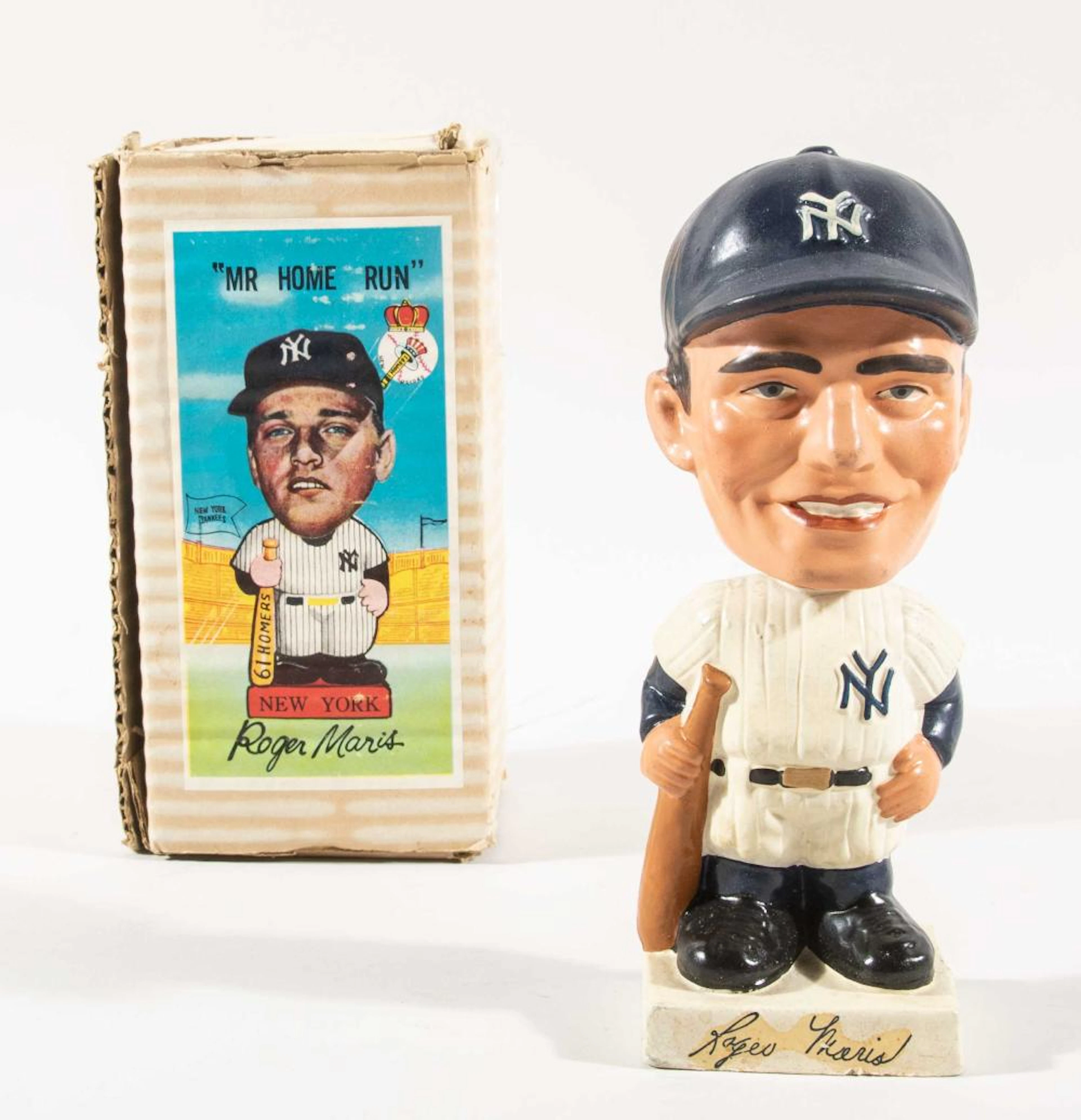 Roger Maris square base bobblehead with original box.c.1961-62