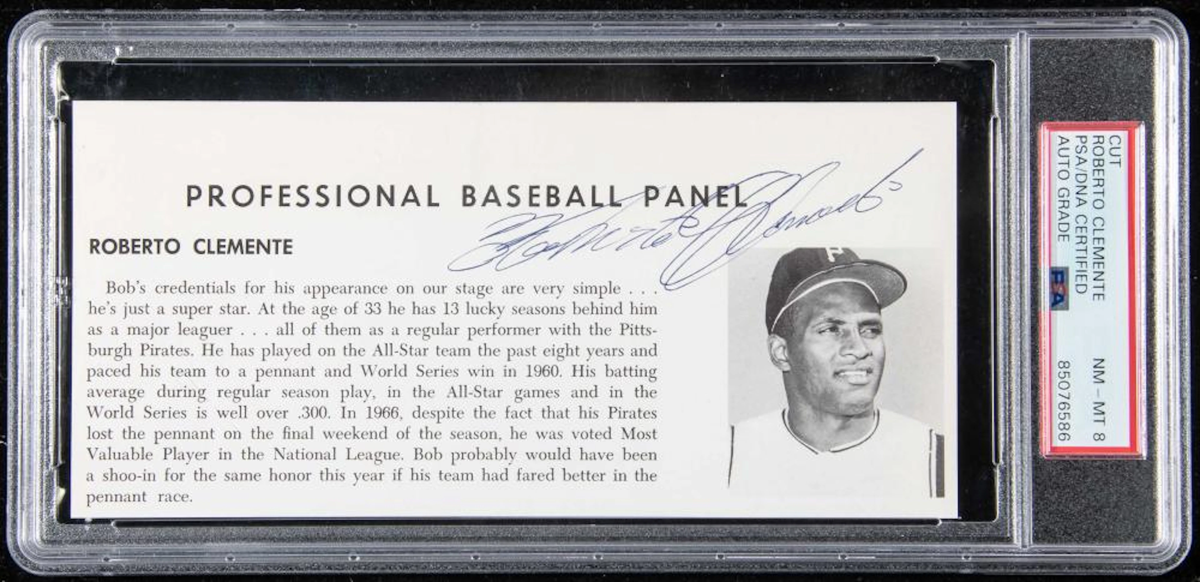 Roberto Clemente autograph (PSA NM-MT 8 auto).