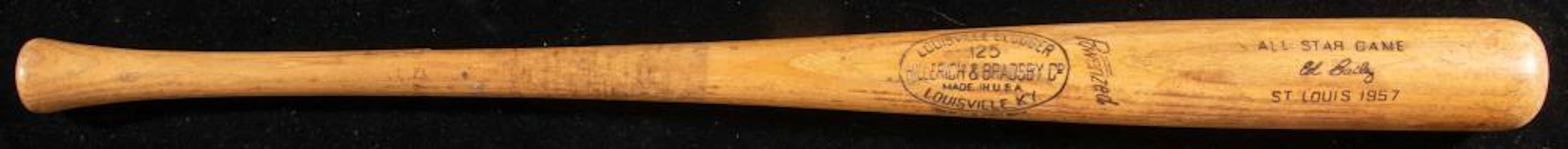 1957 Ed Bailey All-Star Game professional model baseball bat.