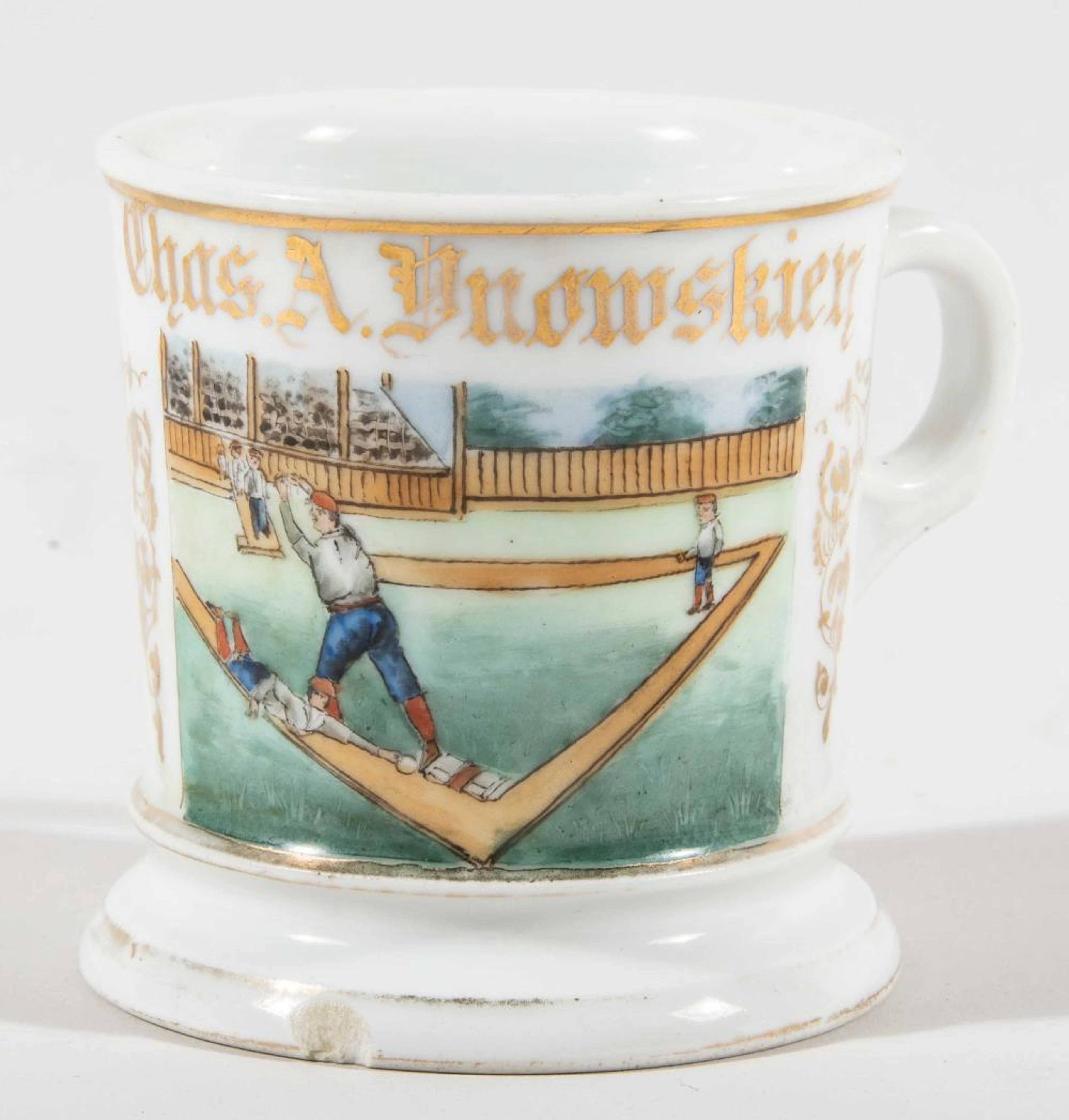 Baseball decorated occupational shaving mug c.1890-1910.