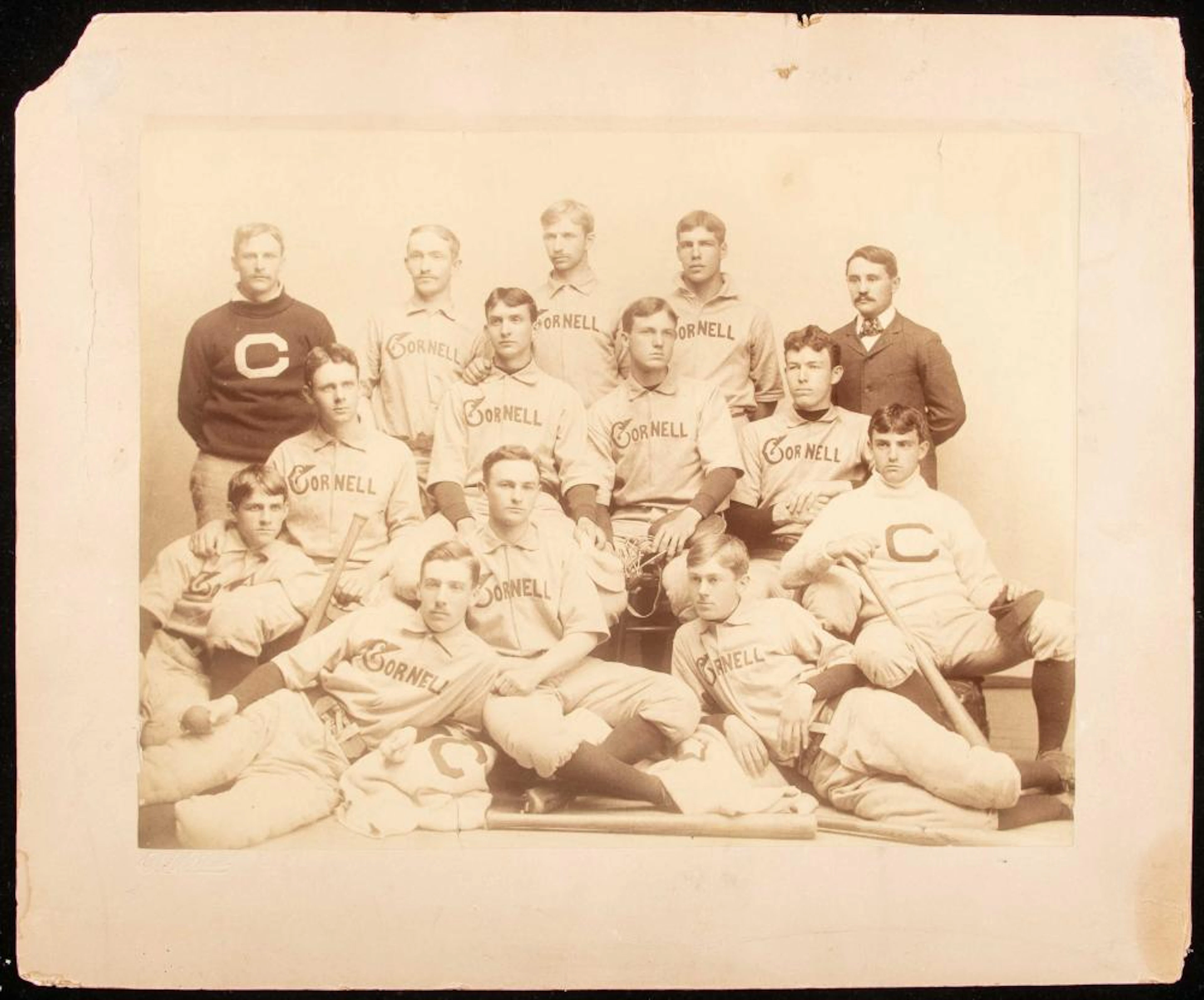 Outstanding Cornell Baseball Team large format photograph c.1880s.