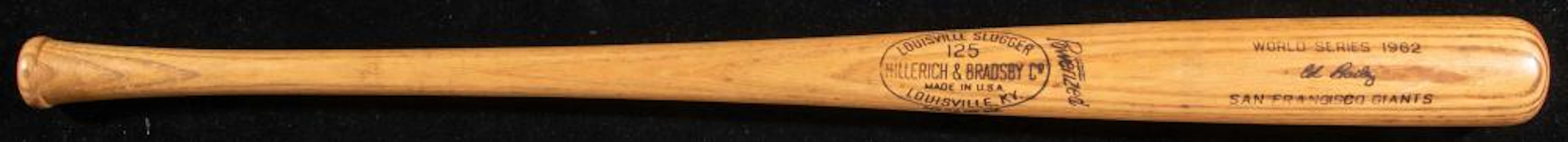 1962 Ed Bailey World Series professional model baseball bat.