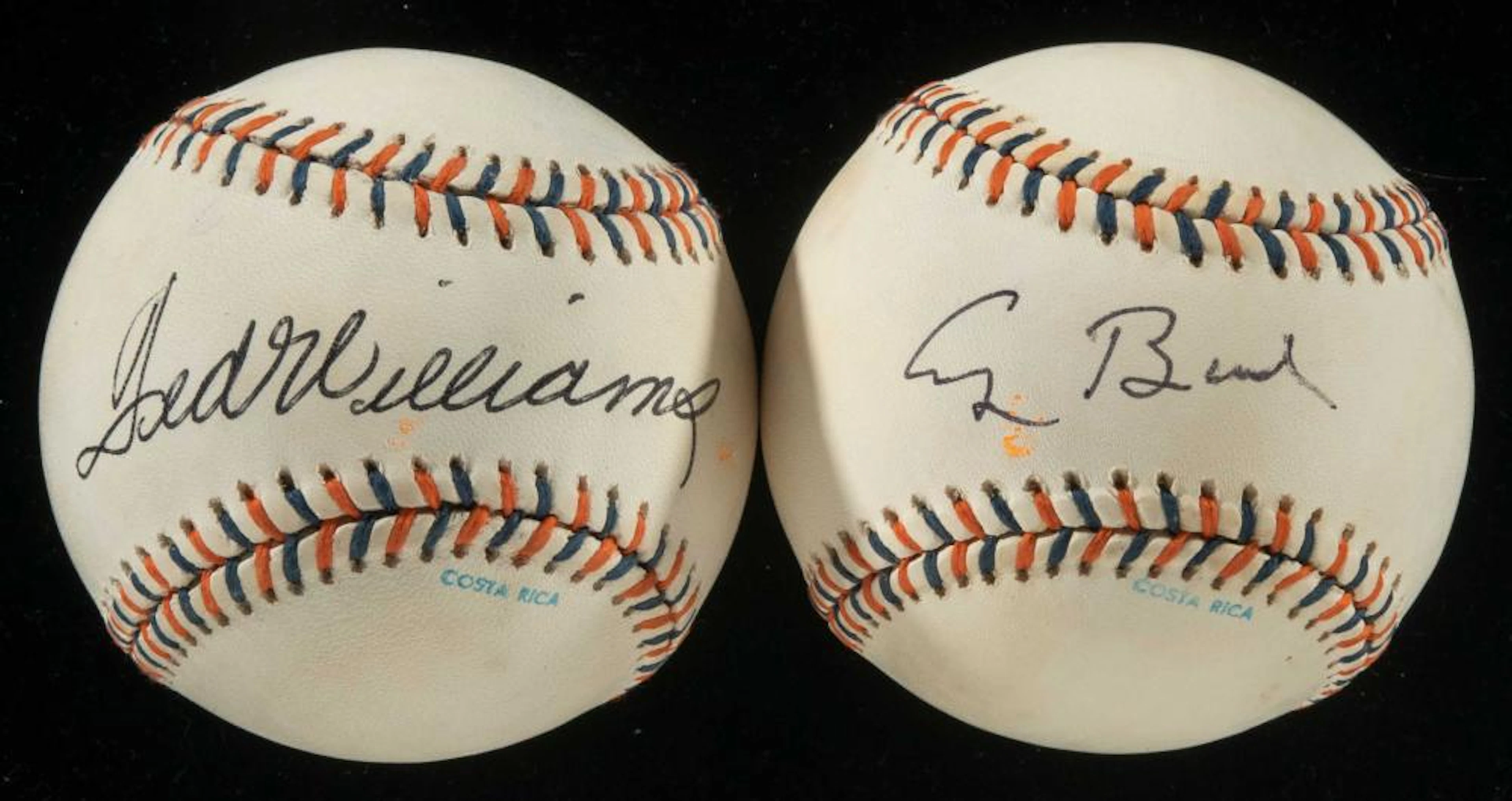 George H.W. Bush and Ted Williams single signed 1992 All-Star Game baseballs.