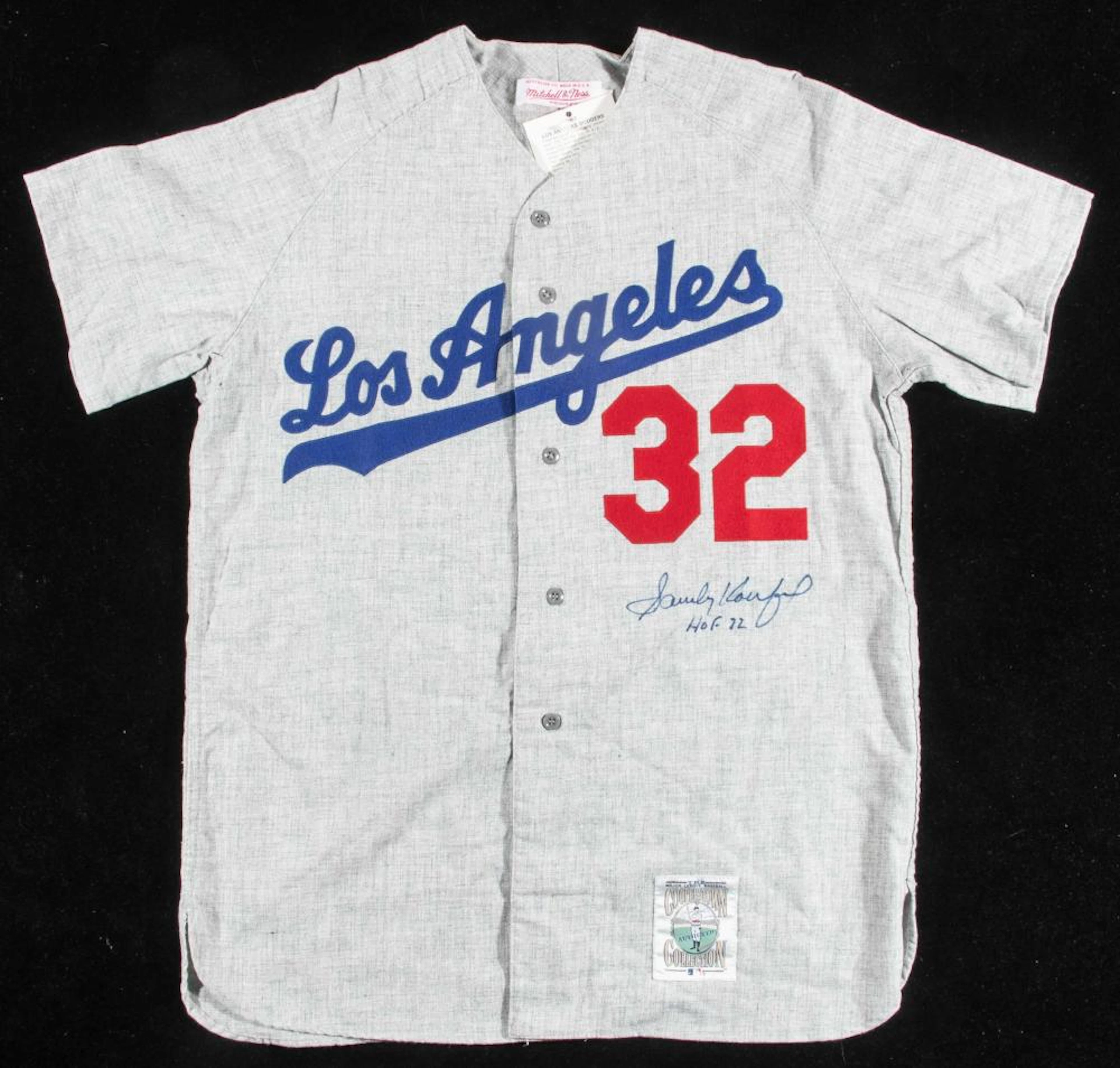 Sandy Koufax "HOF 72" autographed Los Angeles Dodgers jersey.