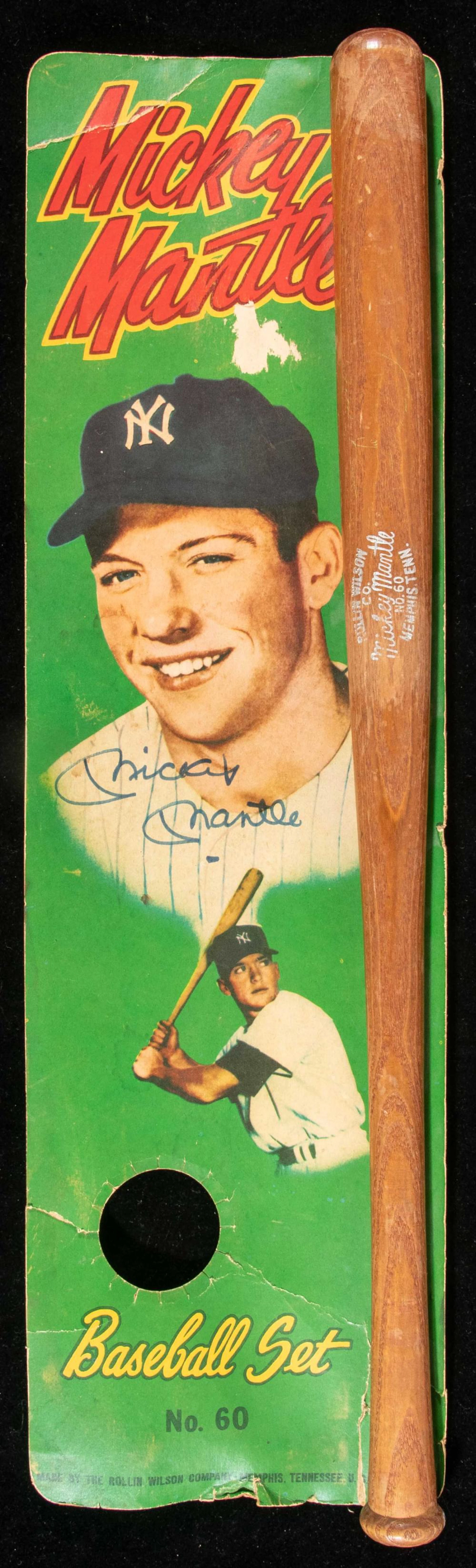 Rare autographed late 1950s "Mickey Mantle Baseball Set"...