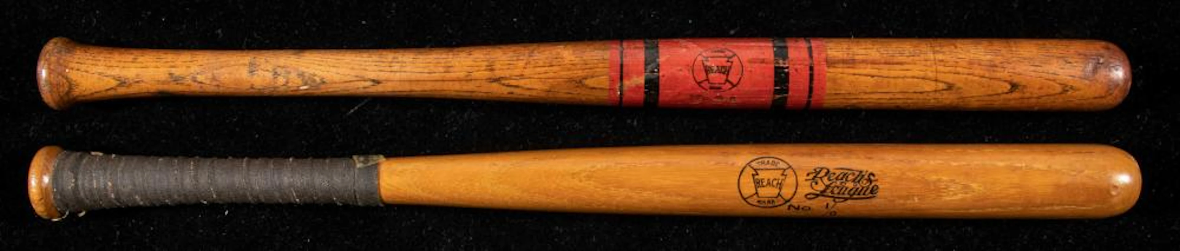 Pair of Reach salesman sample/souvenir miniature baseball bats c.1910-20.