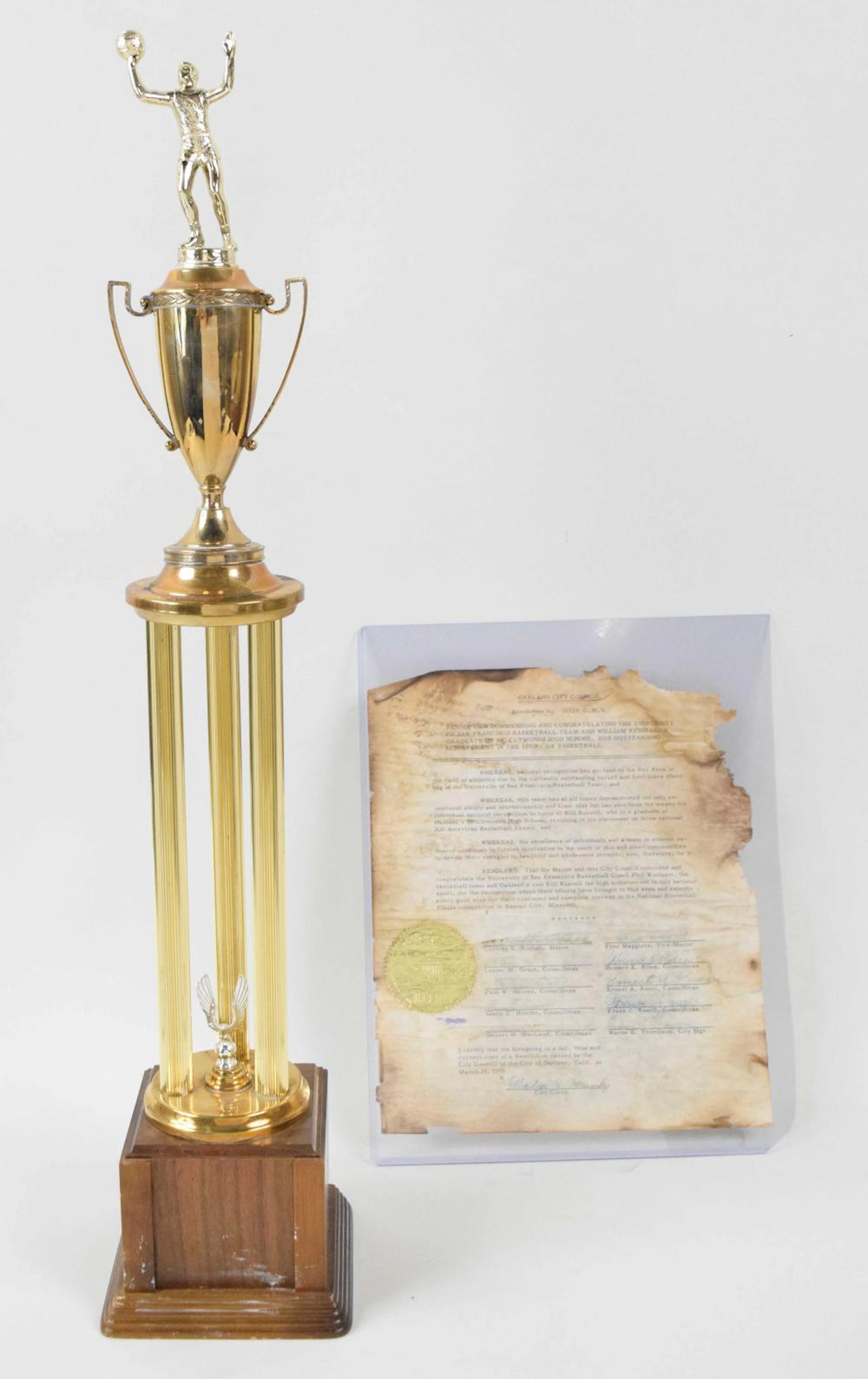 Lot of (2) early c.1950s Bill Russell basketball related...