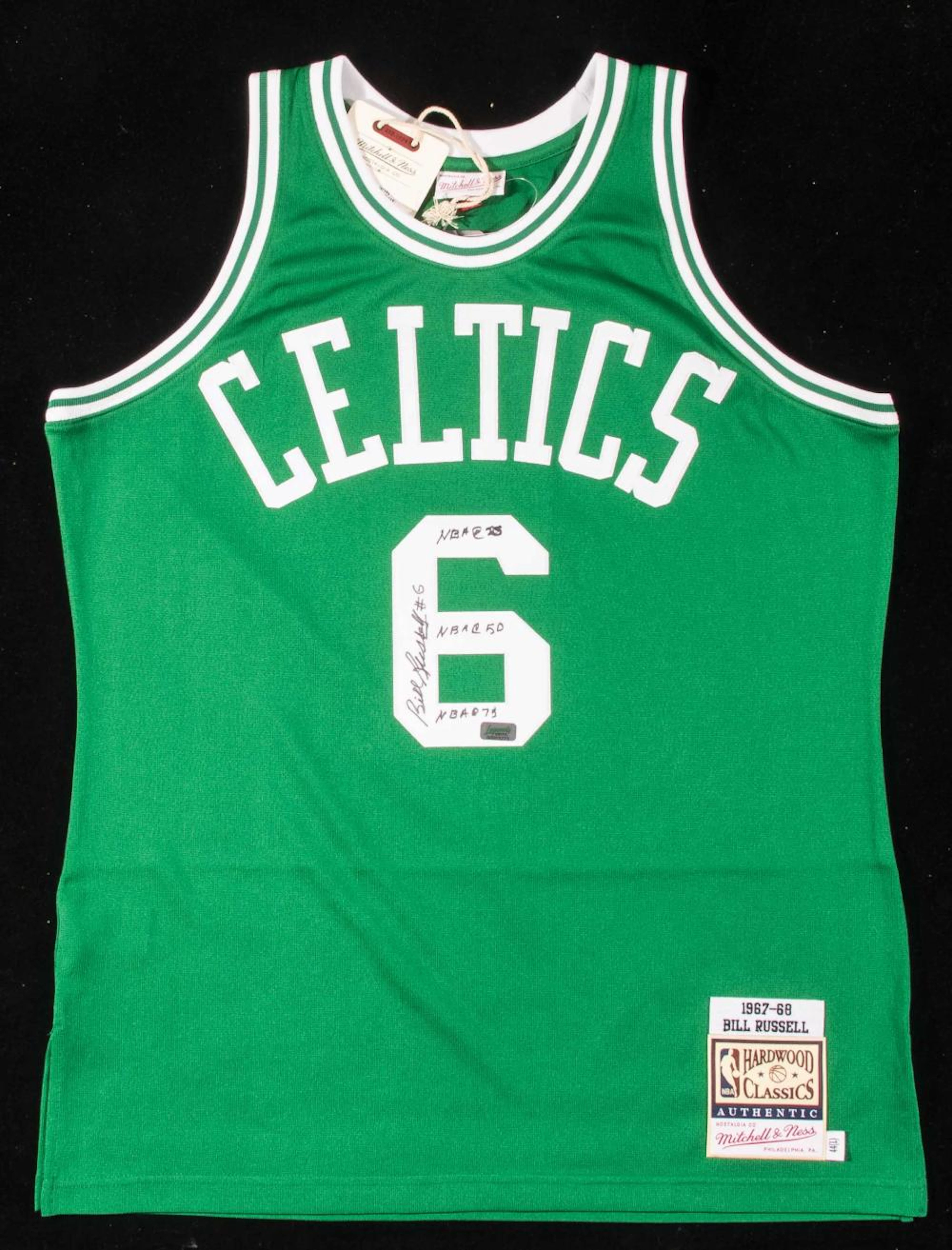 Bill Russell autographed and statistically inscribed...