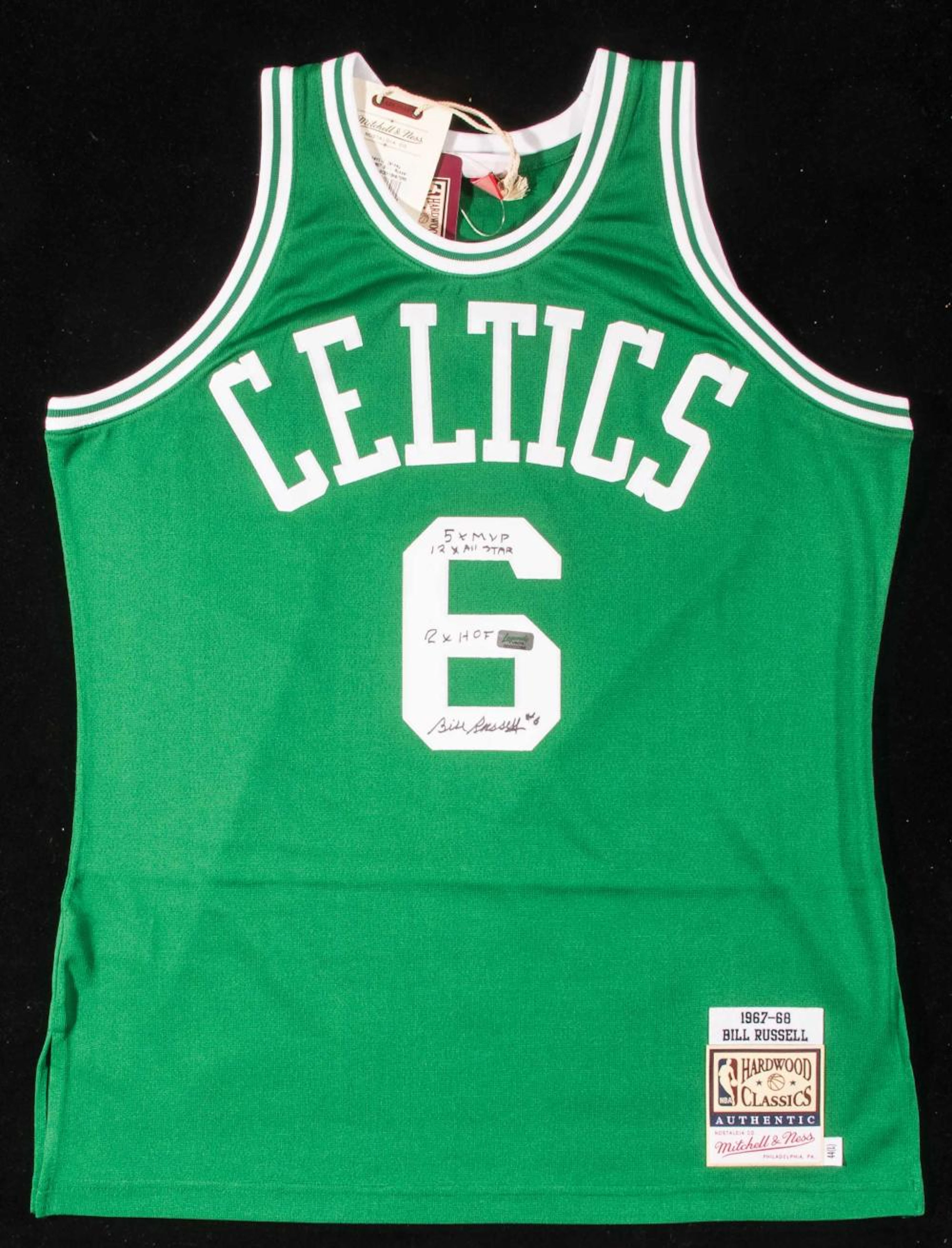 Bill Russell autographed and statistically inscribed...