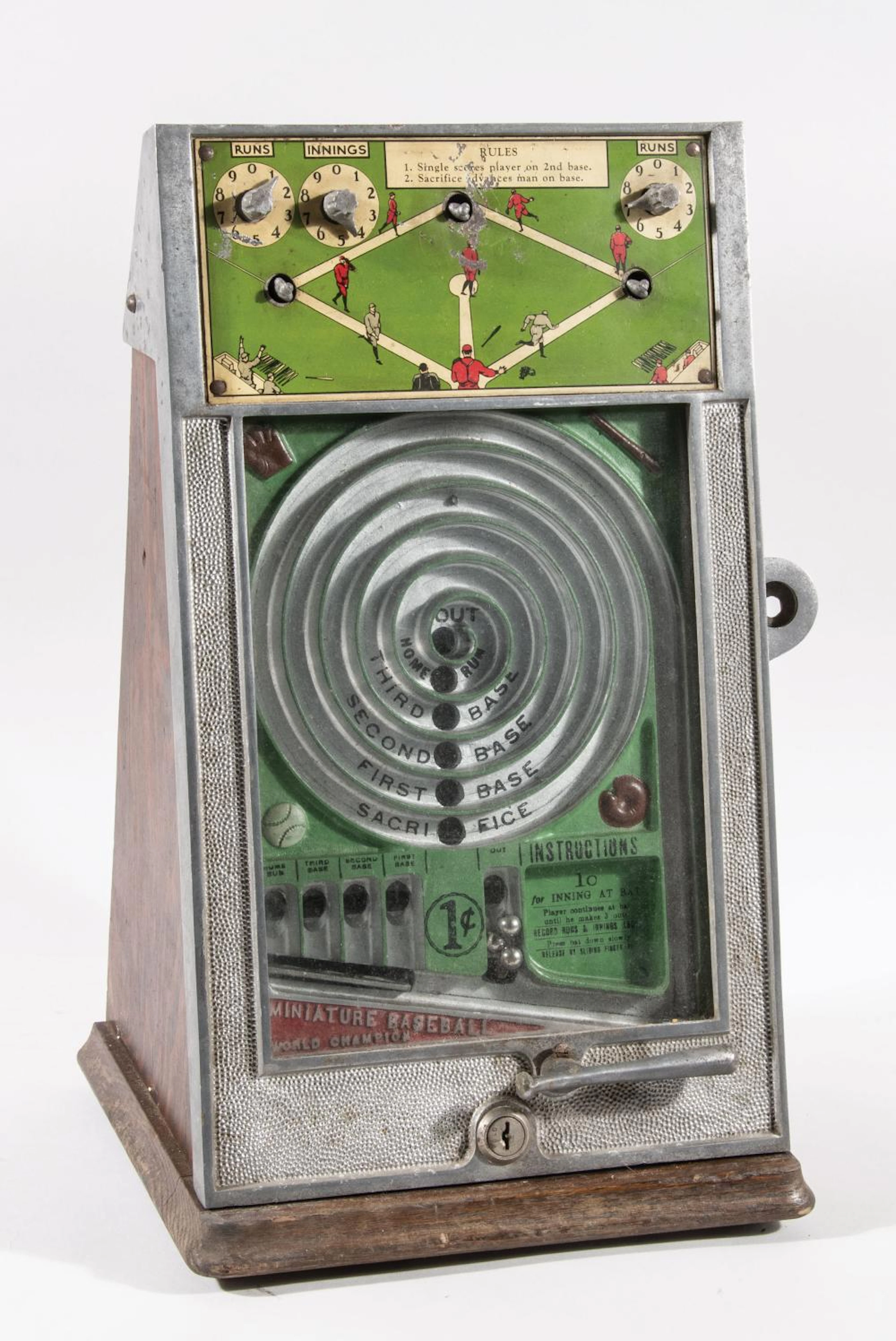 World Champion Miniature Baseball coin operated game c.1930s.