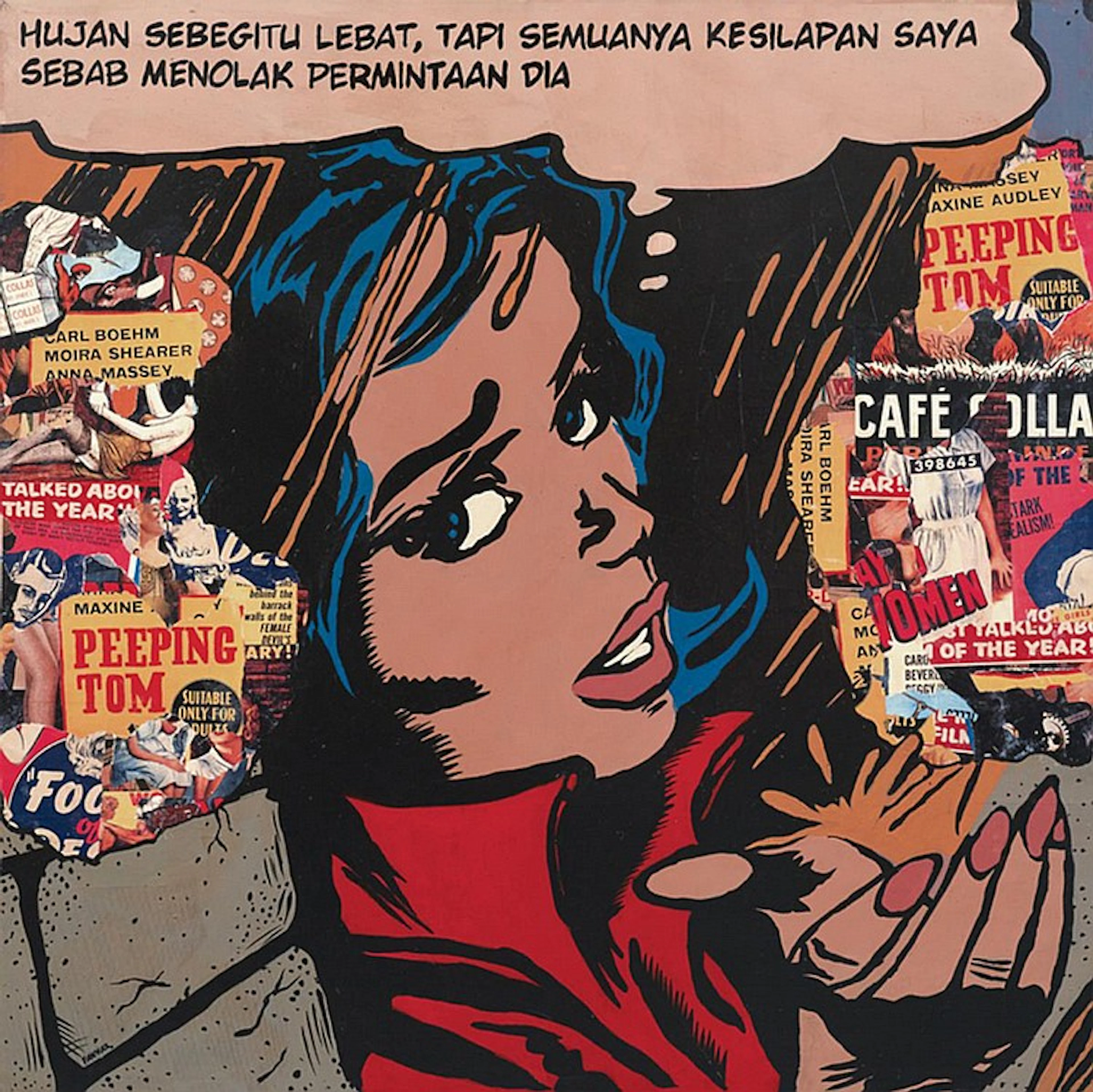 FAWWAZ SUKRI (b. 1987) WAITING FOR HIM, 2013, Acrylic and collage on canvas