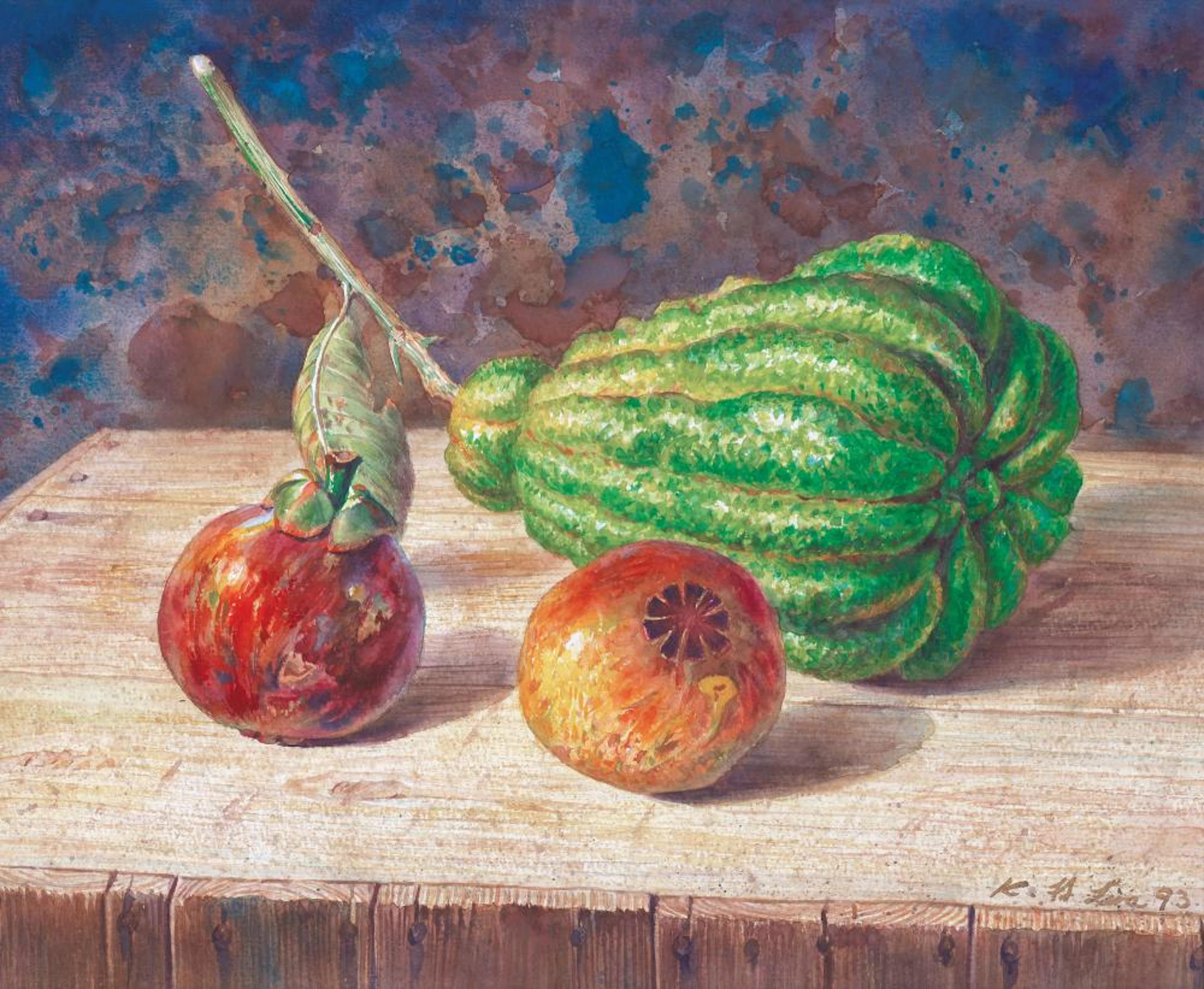 Lim Kim Hai (b. Selangor, 1950) Chayote, Mangosteen, Pomegranate, 1993