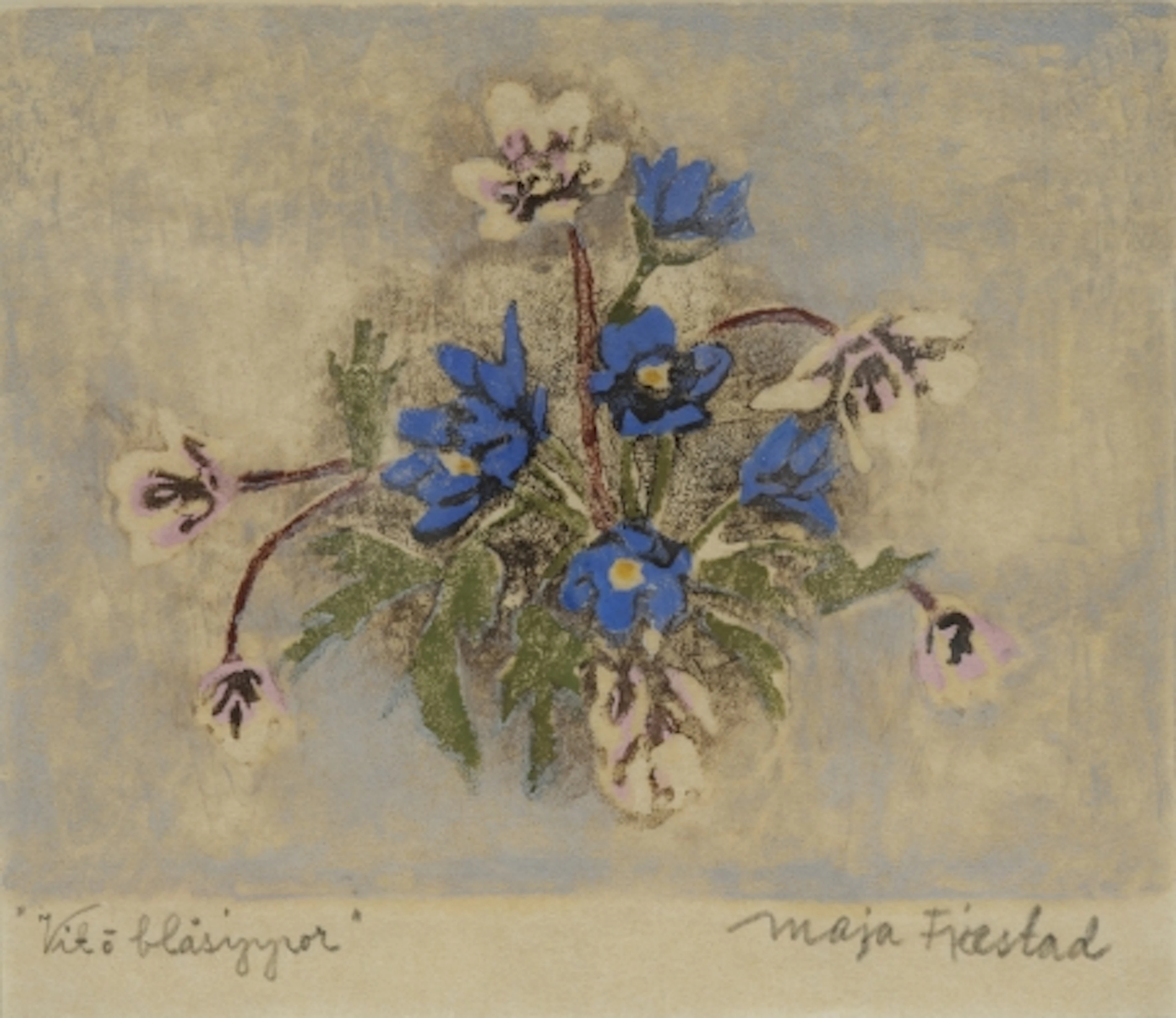 Maja Fjaestad Träsnitt 15x17,5
