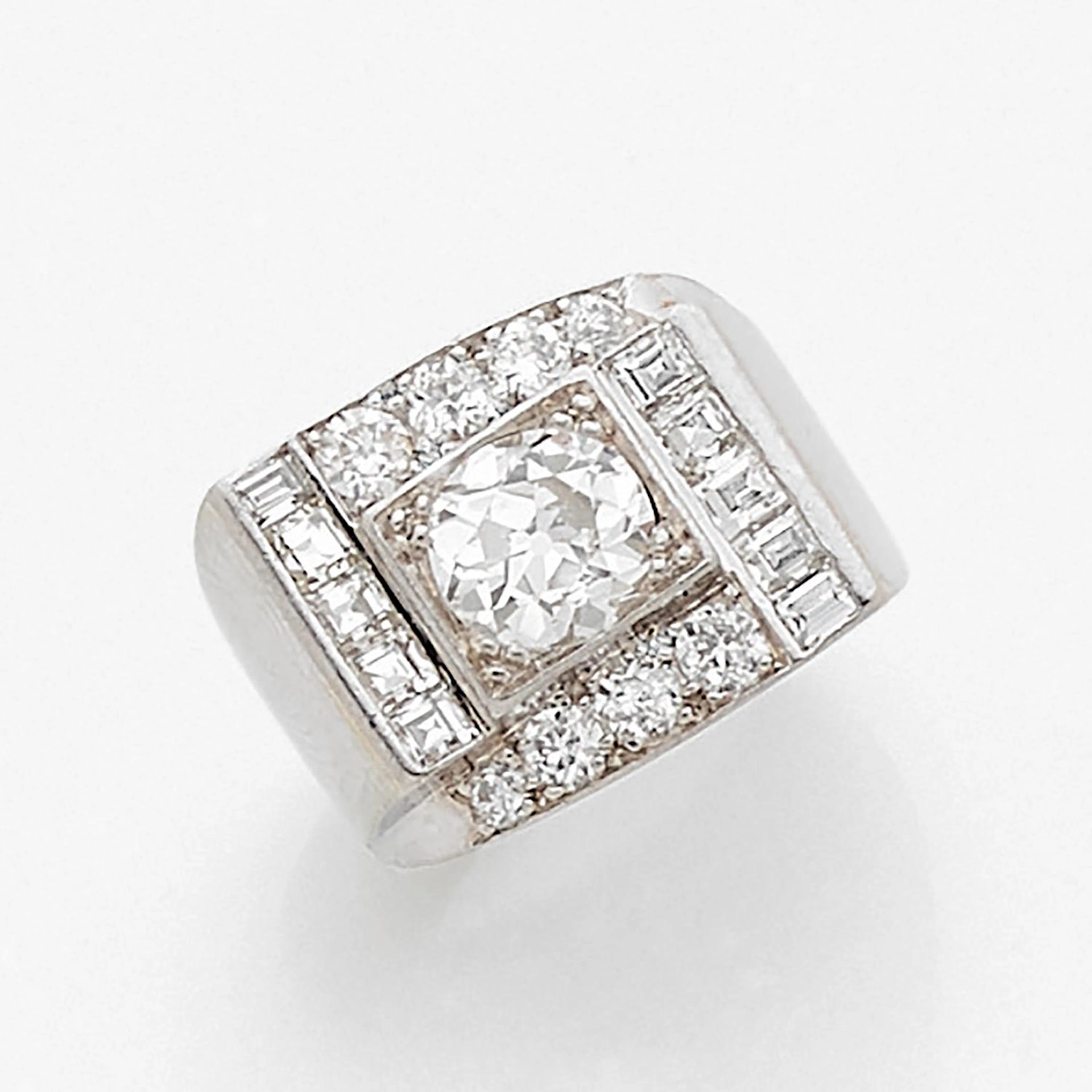 A diamond and platinum ring by RENE BOIVIN