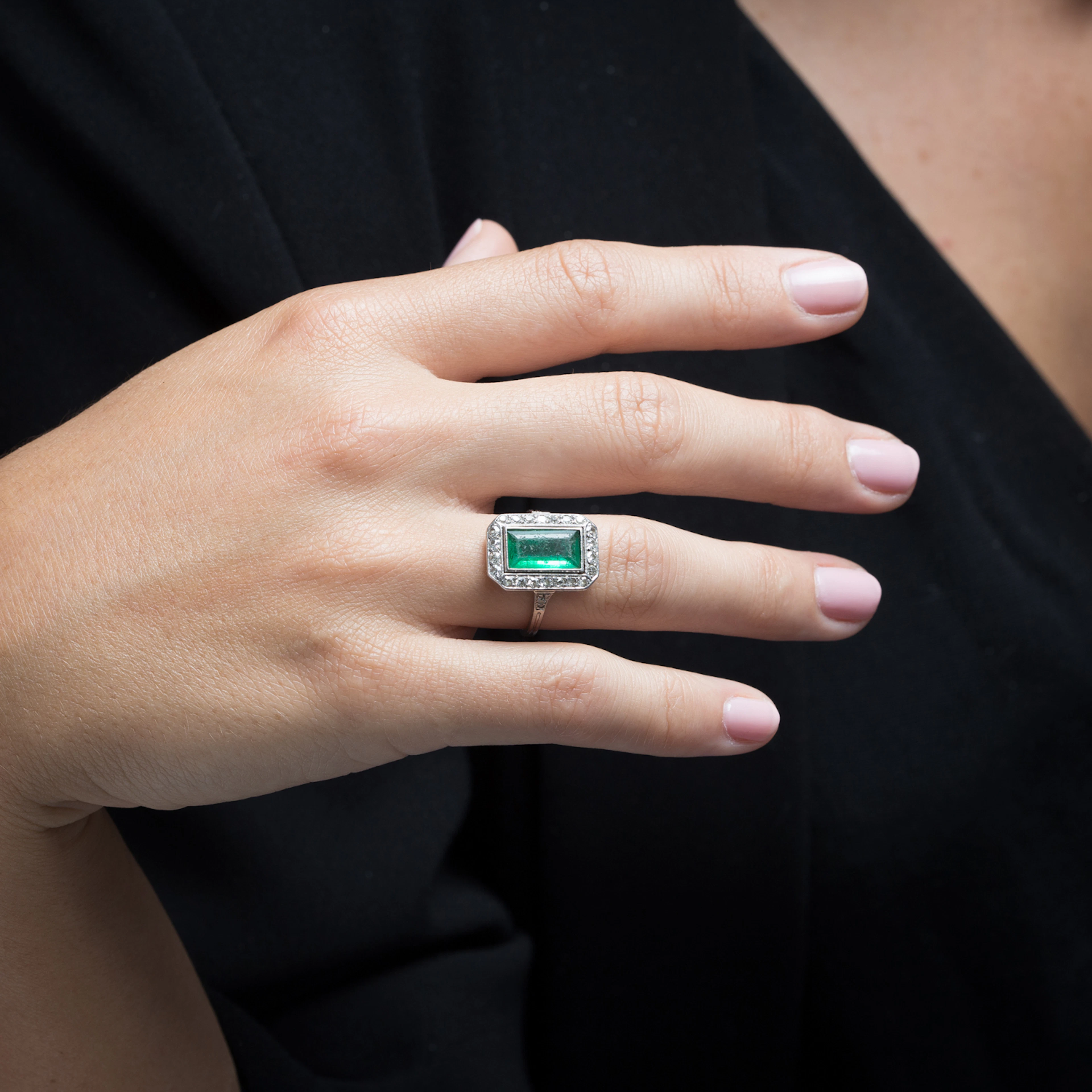 ANNEES 1910 BAGUE EMERAUDE A emerald