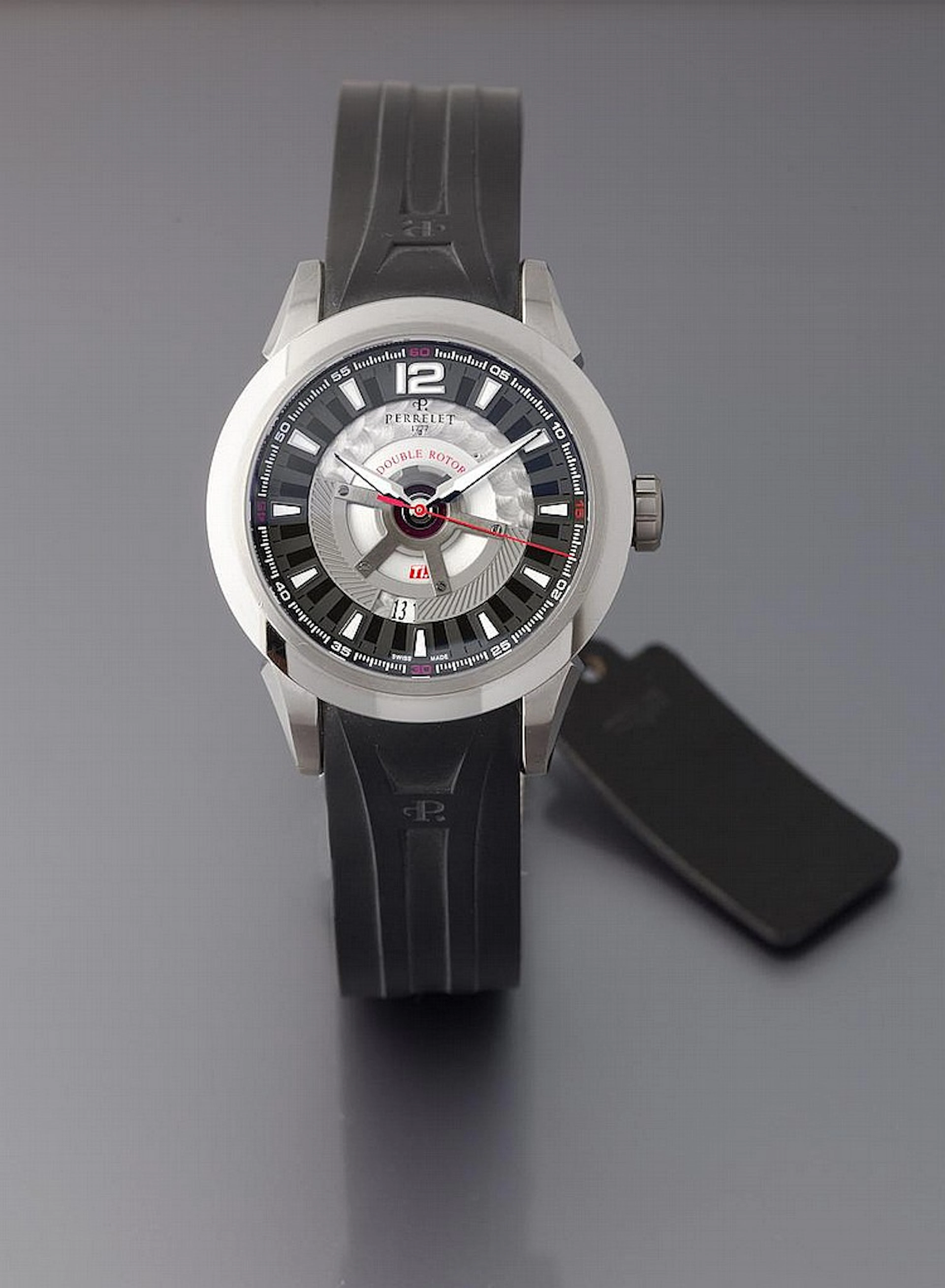 PERRELET DOUBLE ROTOR vers 2012 Grande et belle montre bracelet en titane.