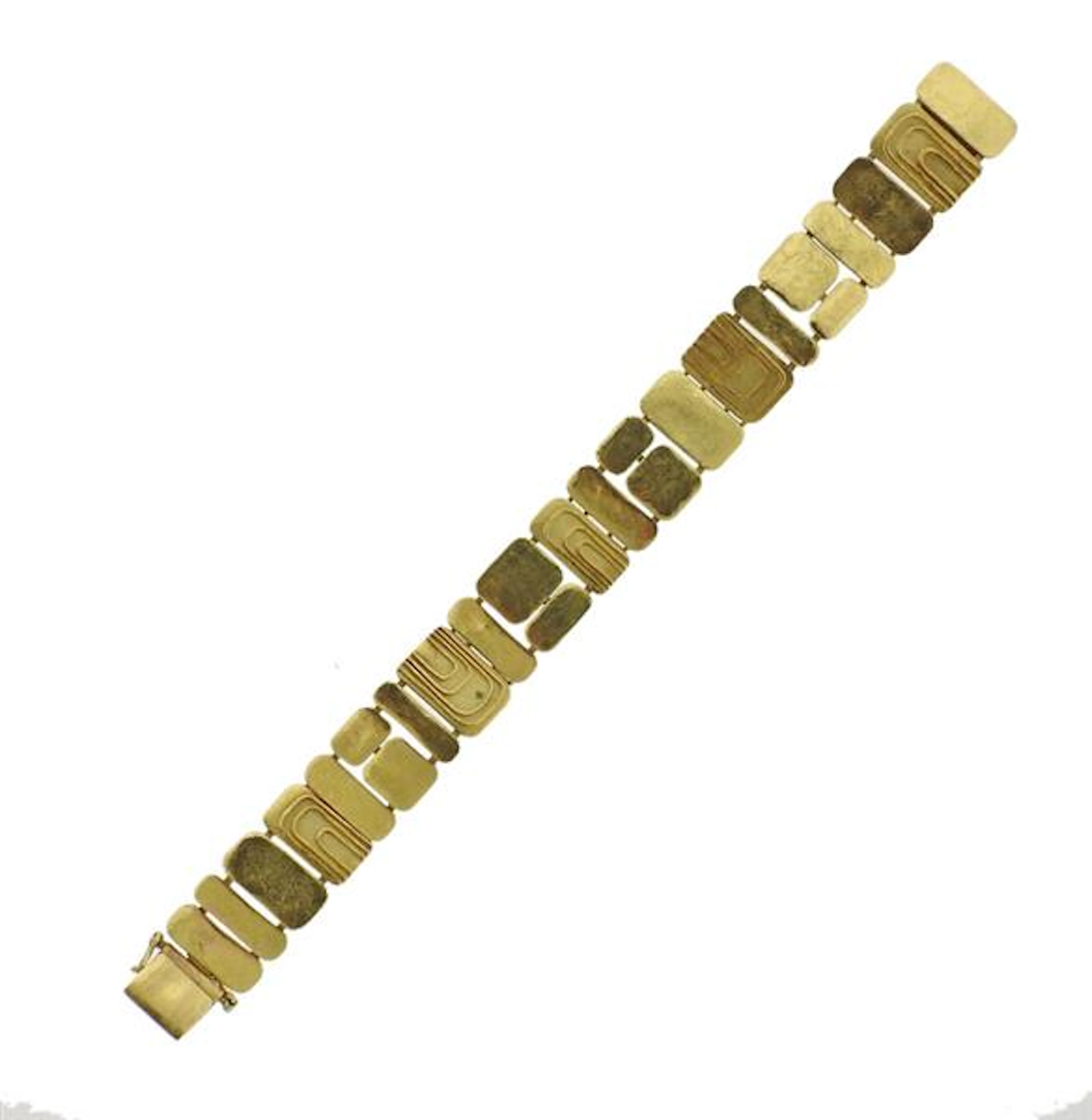 Modernist 18K Gold Geometric Link Bracelet