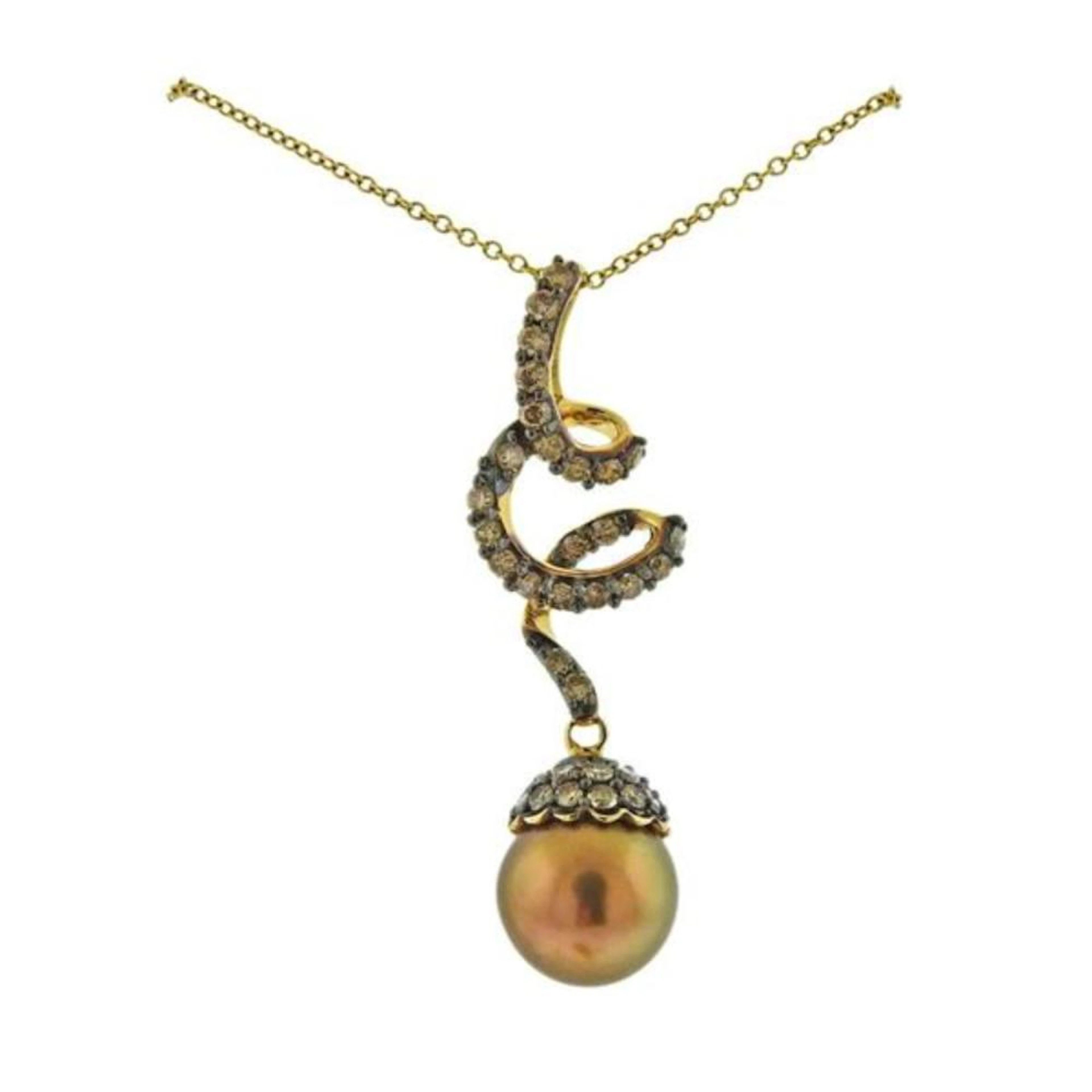 Le Vian LeVian 14k Gold Diamond Pearl Pendant Necklace