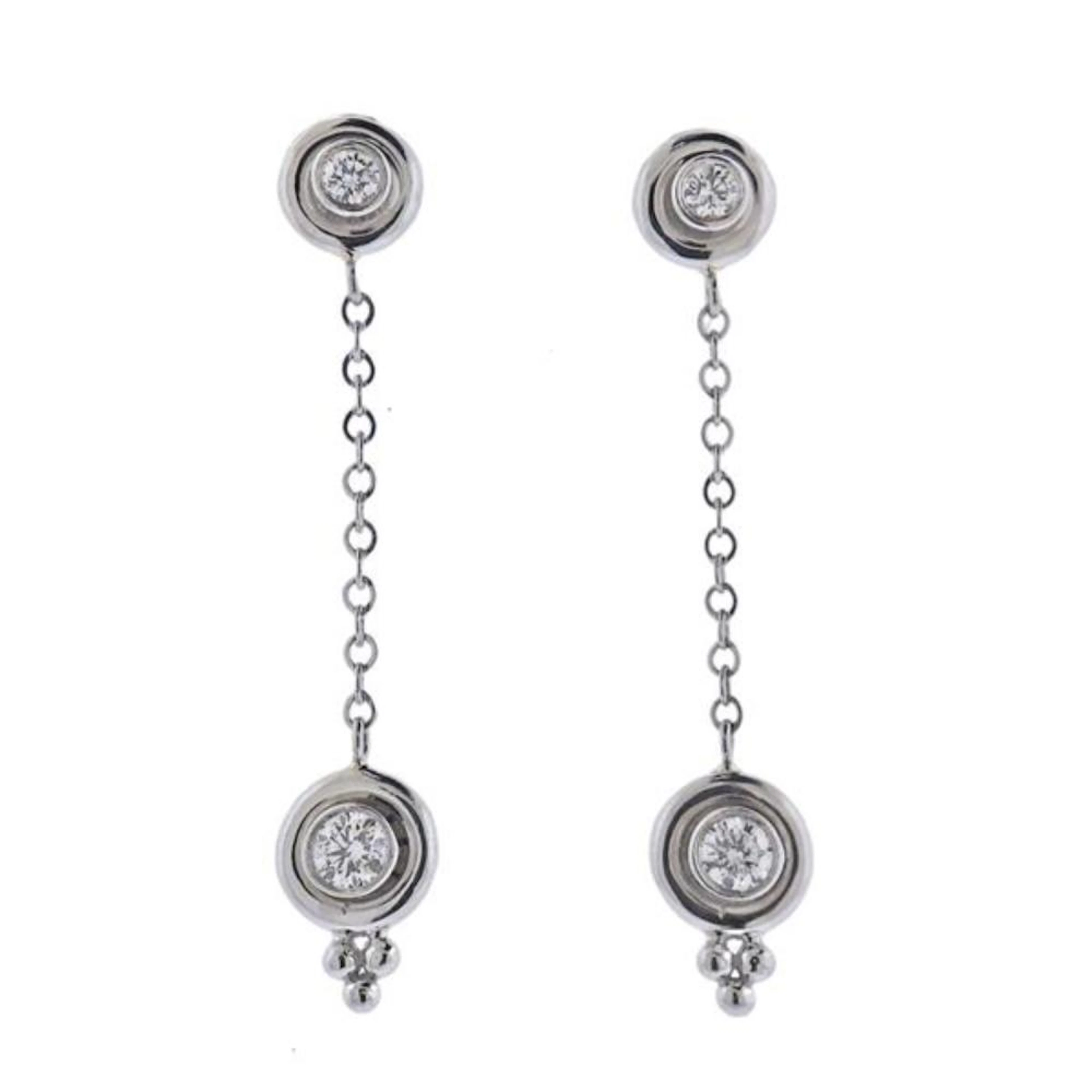 Temple St. Clair Platinum Diamond Drop Earrings