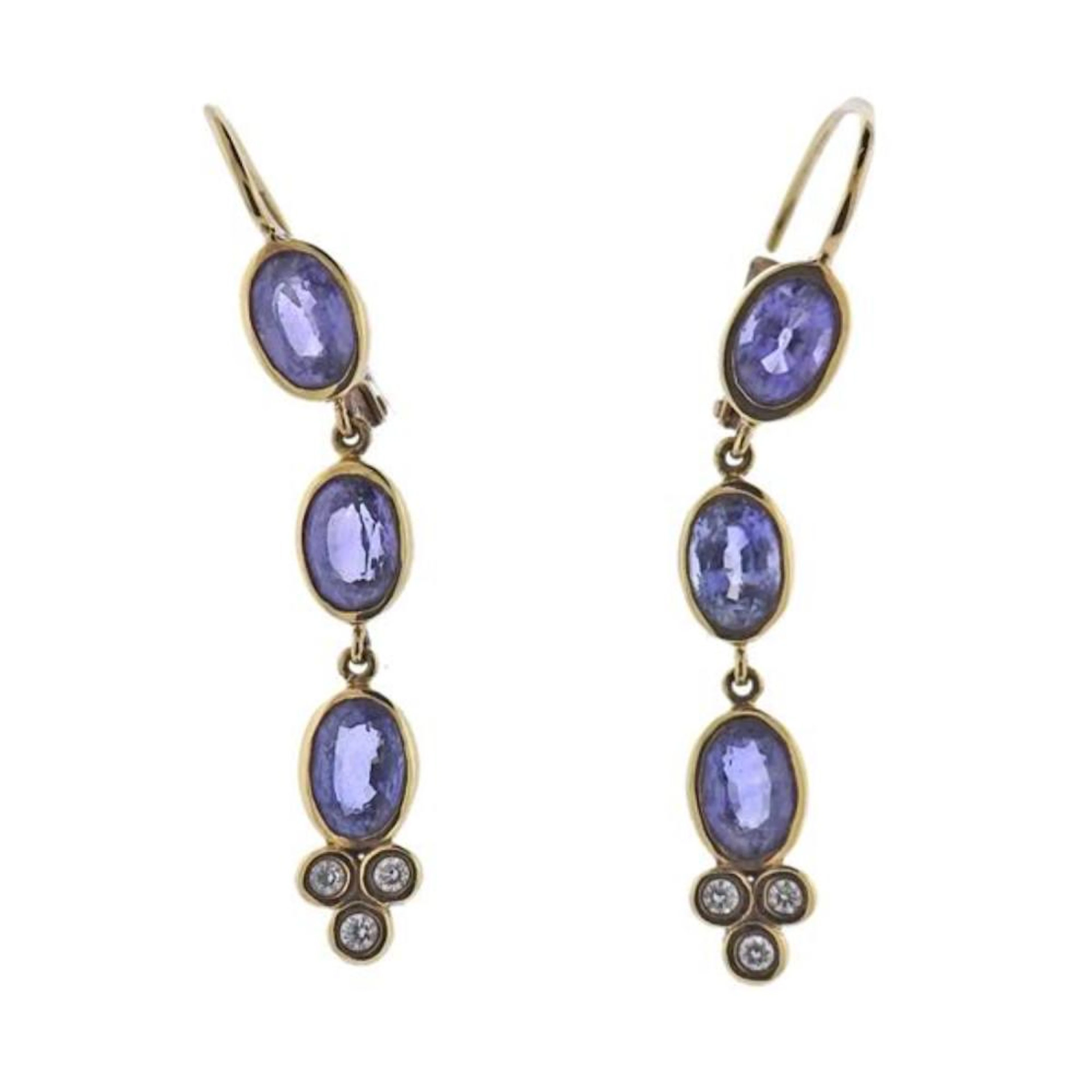 Temple St Clair 18k Gold Diamond Iolite Earrings