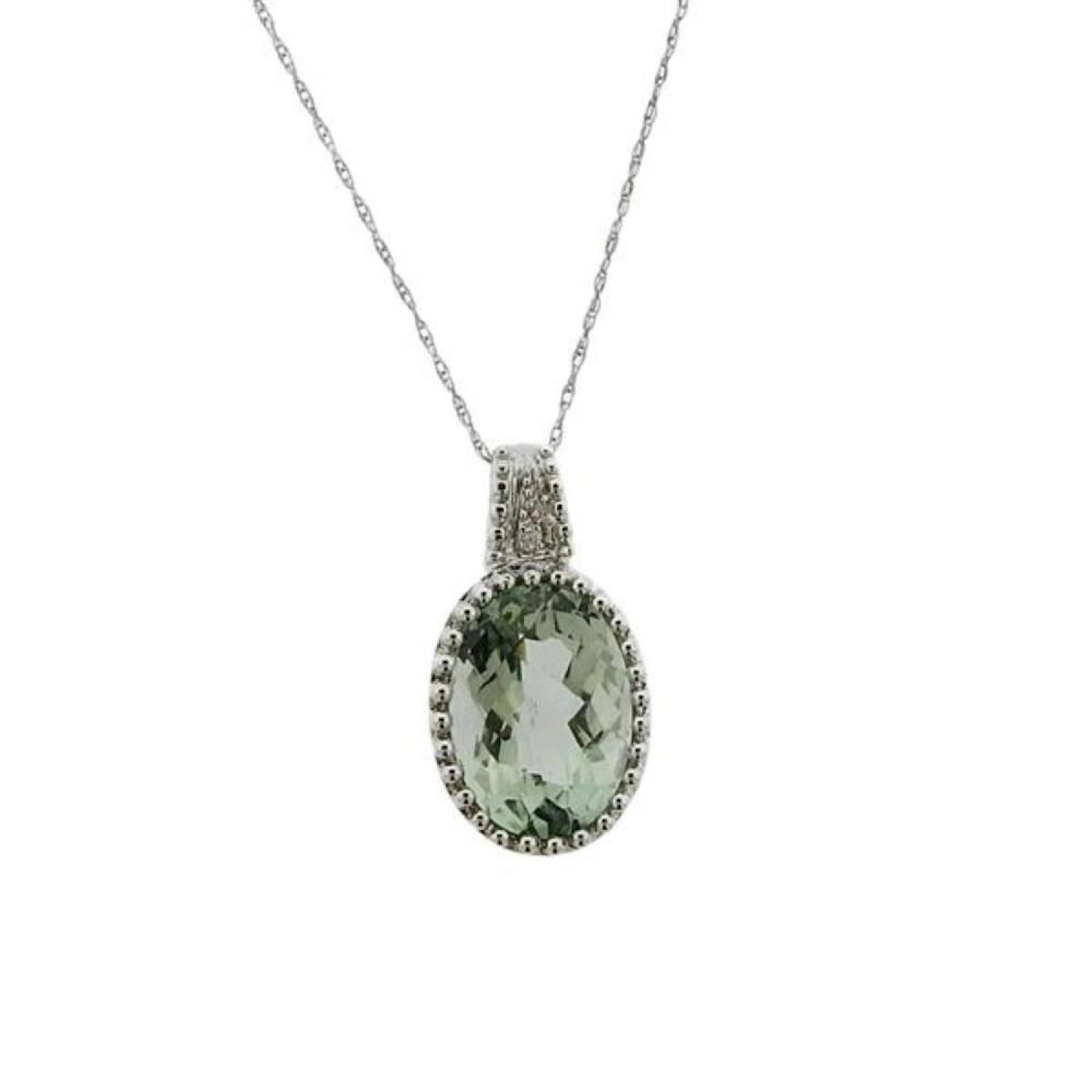 LeVian Le Vian 14k Gold Diamond Green Amethyst Pendant Necklace