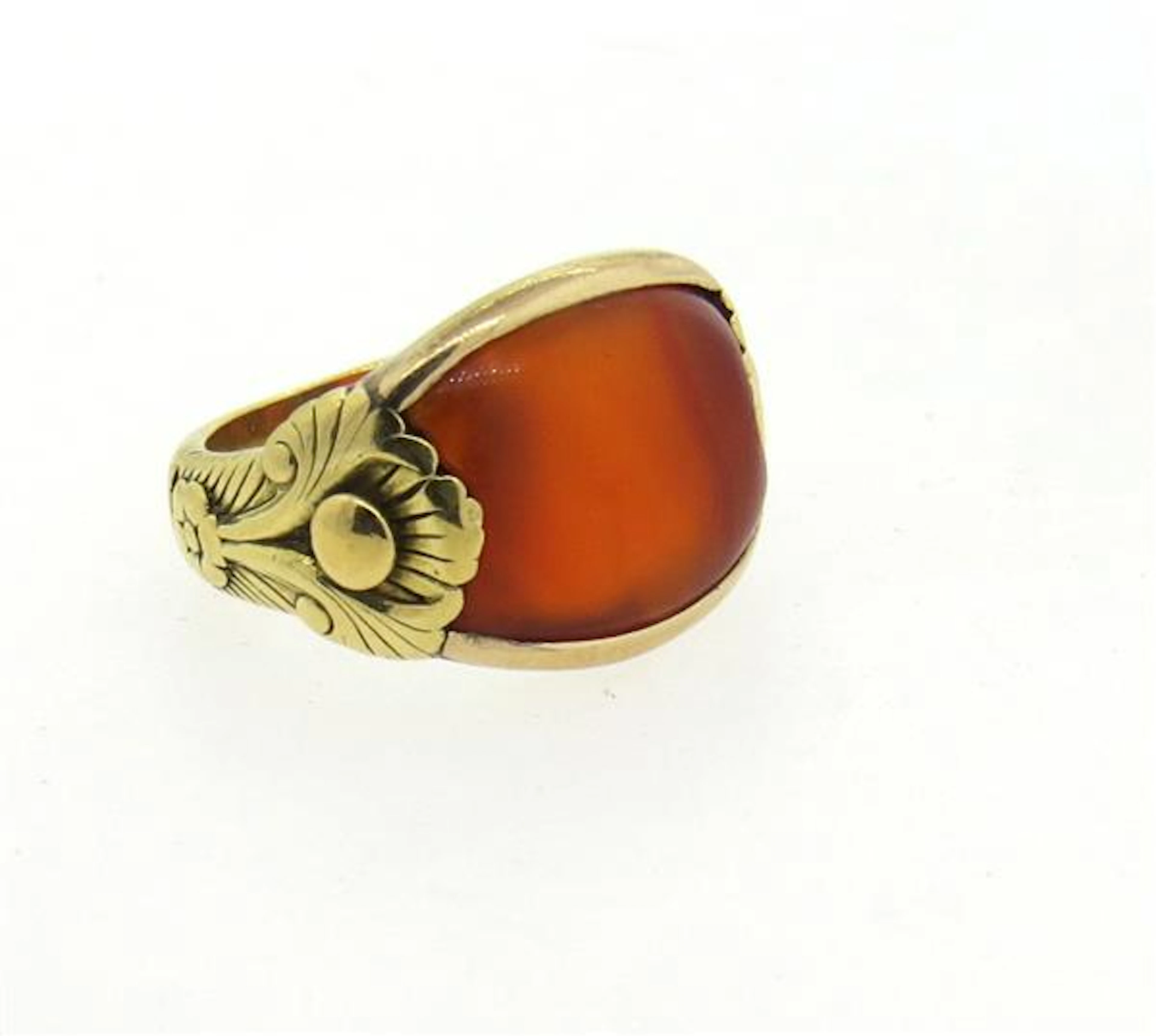 Art Nouveau 18k Gold Carnelian Ring